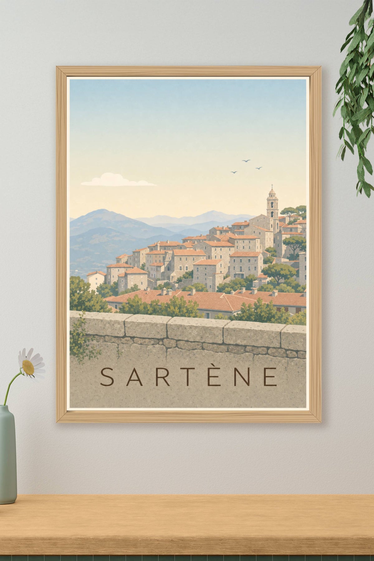 Affiche de Sartène, poster maisons en pierre