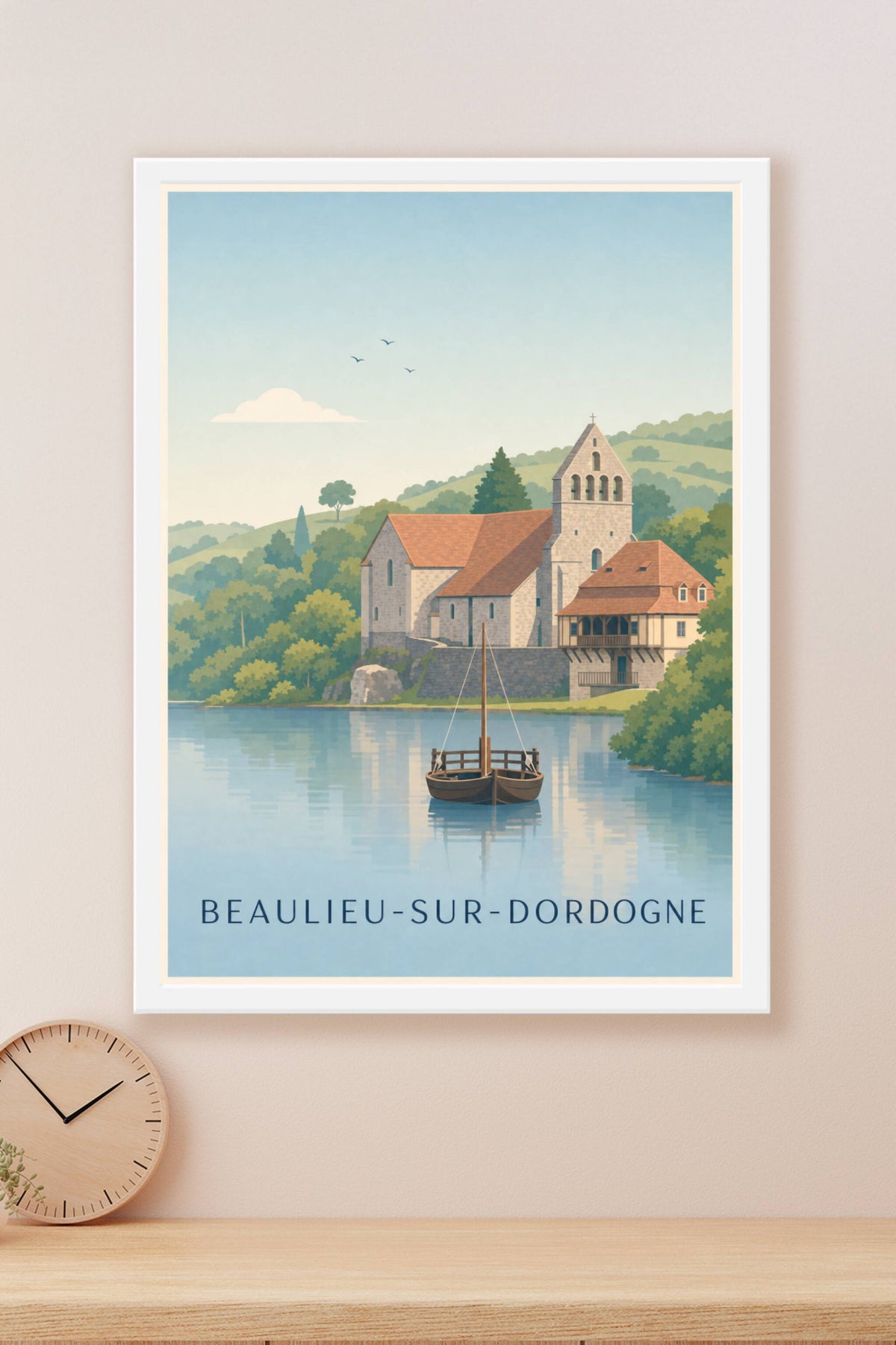 Affiche de Beaulieu-sur-Dordogne, poster avec gabare