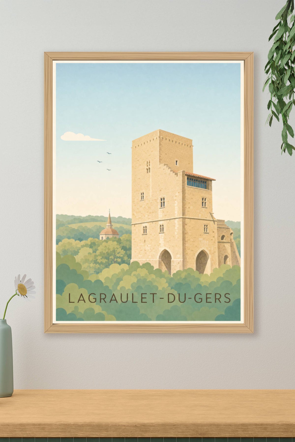 Affiche de Lagraulet-du-Gers, poster tour médiévale
