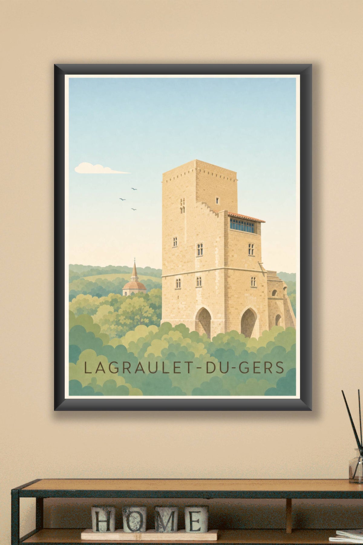 Affiche de Lagraulet-du-Gers, poster tour médiévale