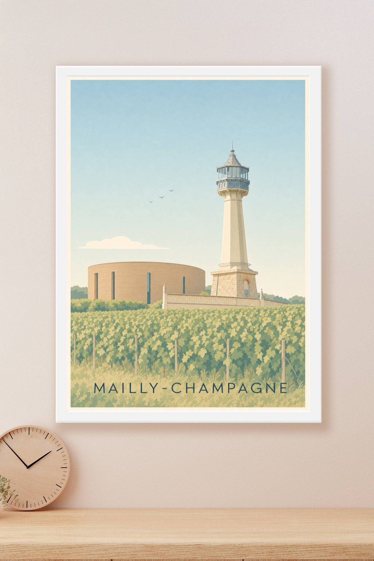 Poster de Mailly-Champagne, phare et vignes
