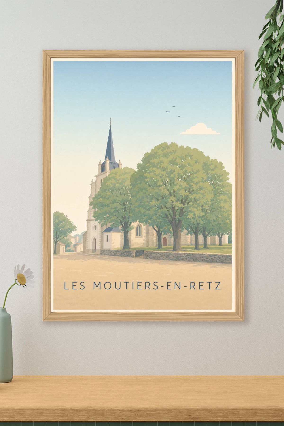 Affiche des Moutiers-en-Retz, poster église vendéenne