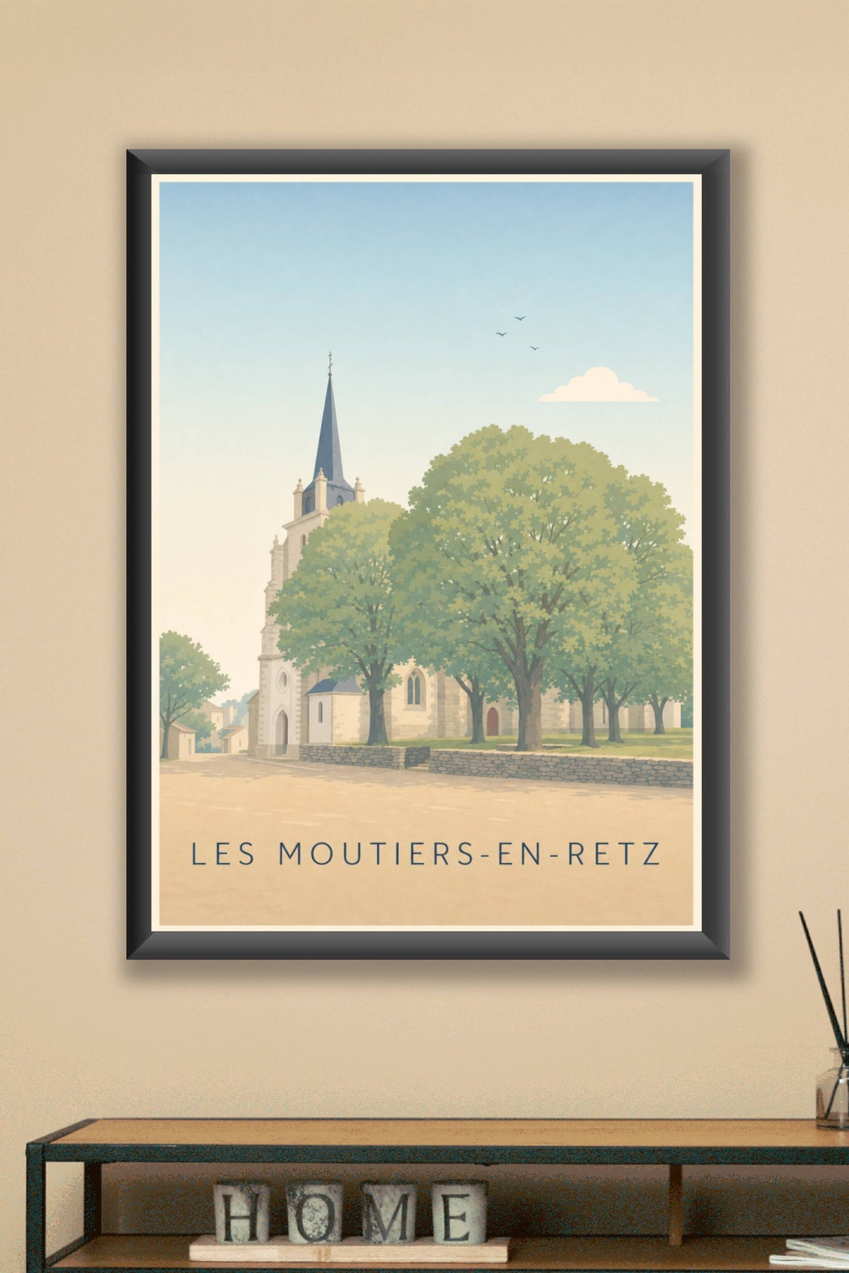 Affiche des Moutiers-en-Retz, poster église vendéenne