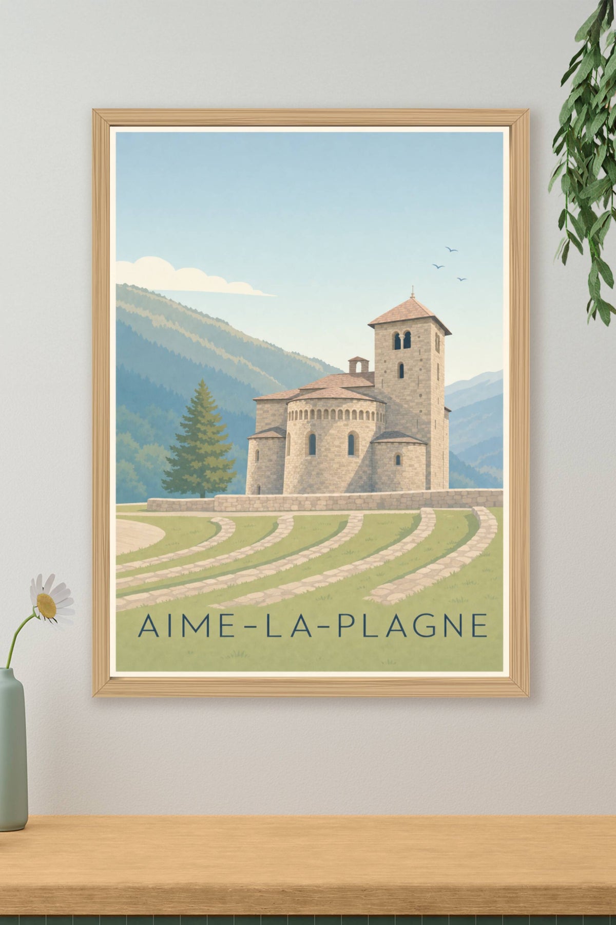 Affiche d'Aime-la-Plagne, poster Basilique Saint-Martin