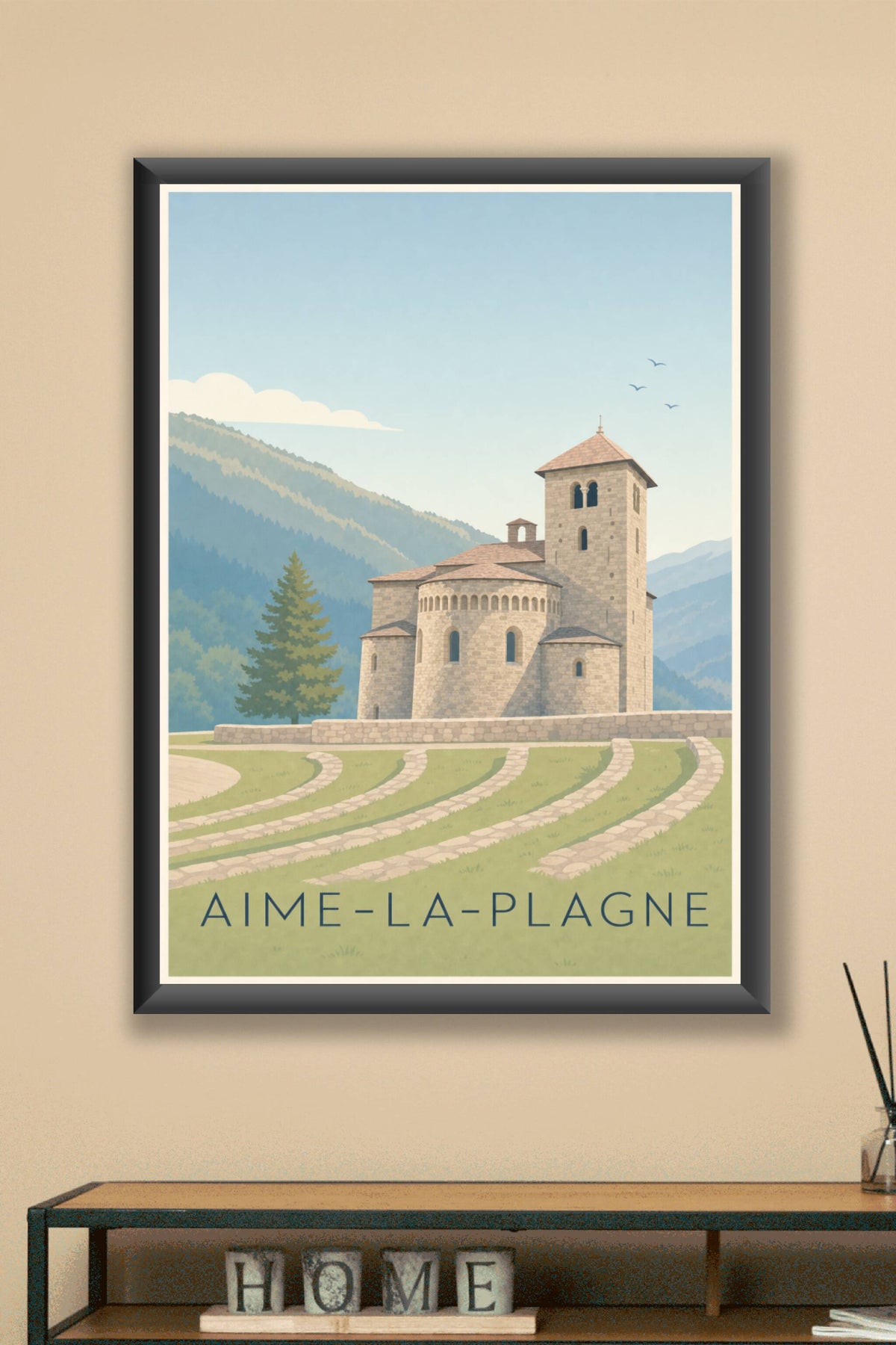 Affiche d'Aime-la-Plagne, poster Basilique Saint-Martin