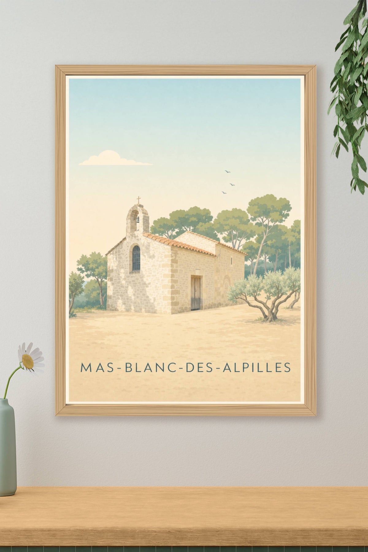 Affiche de Mas-Blanc-des-Alpilles, poster chapelle pierre