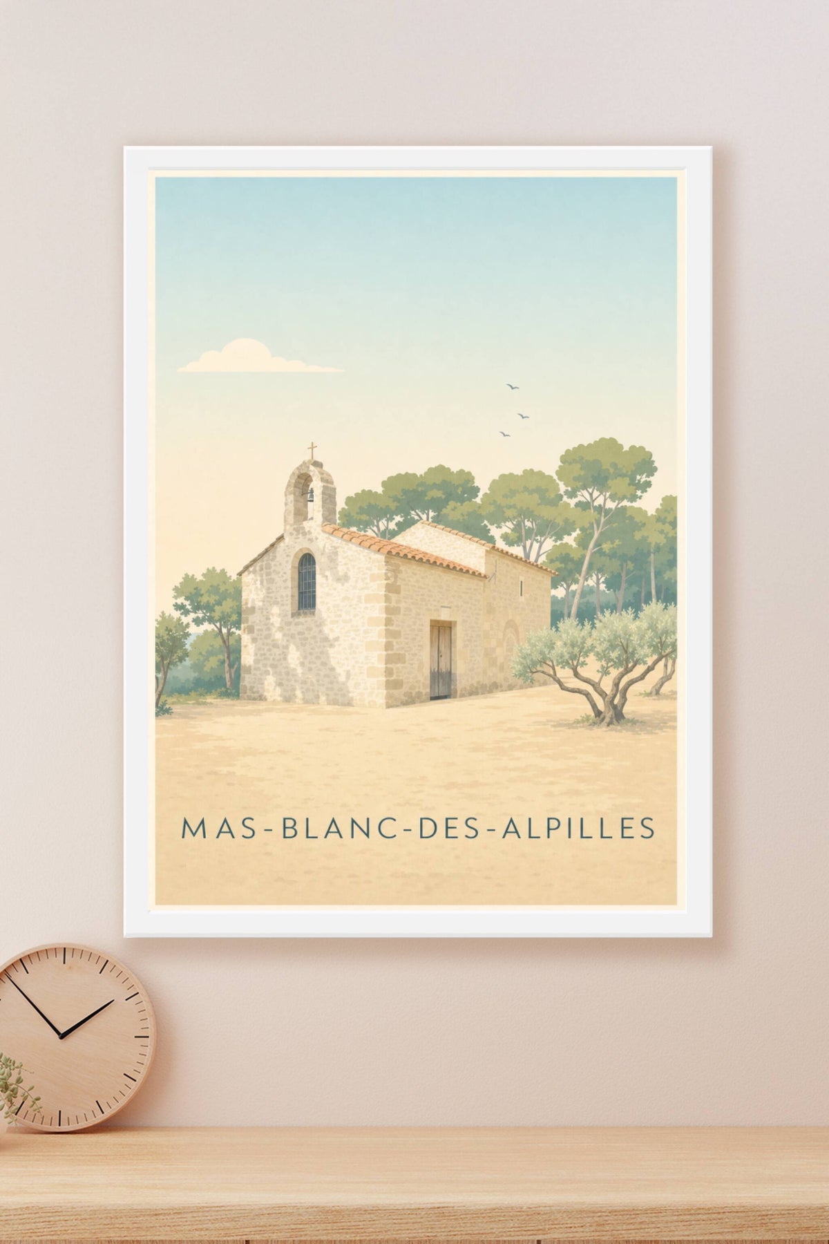 Affiche de Mas-Blanc-des-Alpilles, poster chapelle pierre