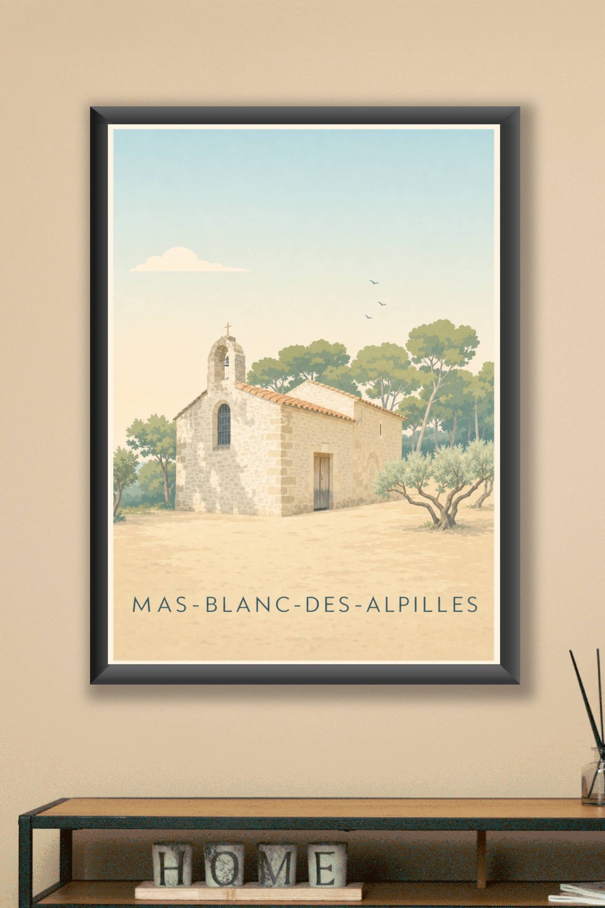 Affiche de Mas-Blanc-des-Alpilles, poster chapelle pierre