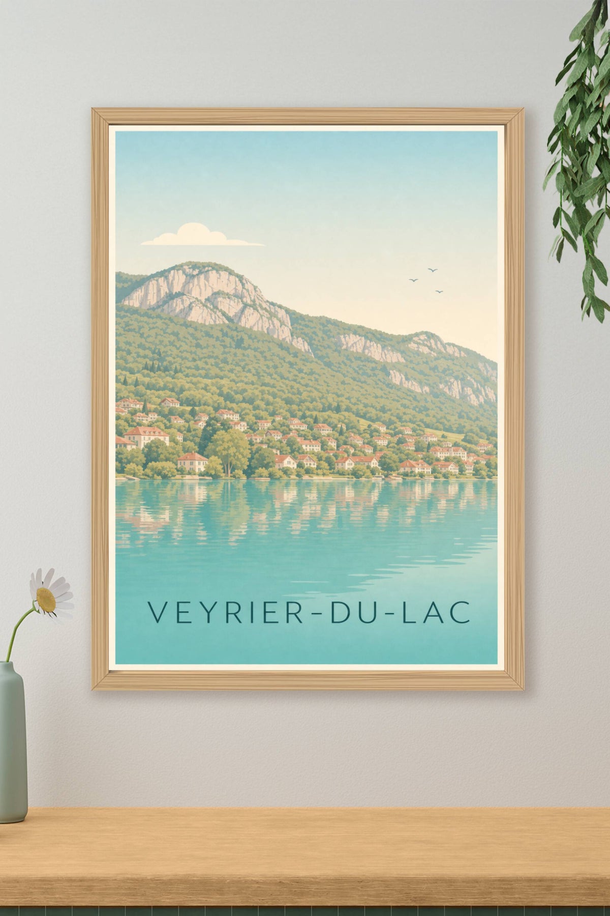 Affiche de Veyrier-du-Lac, poster montagnes et lac