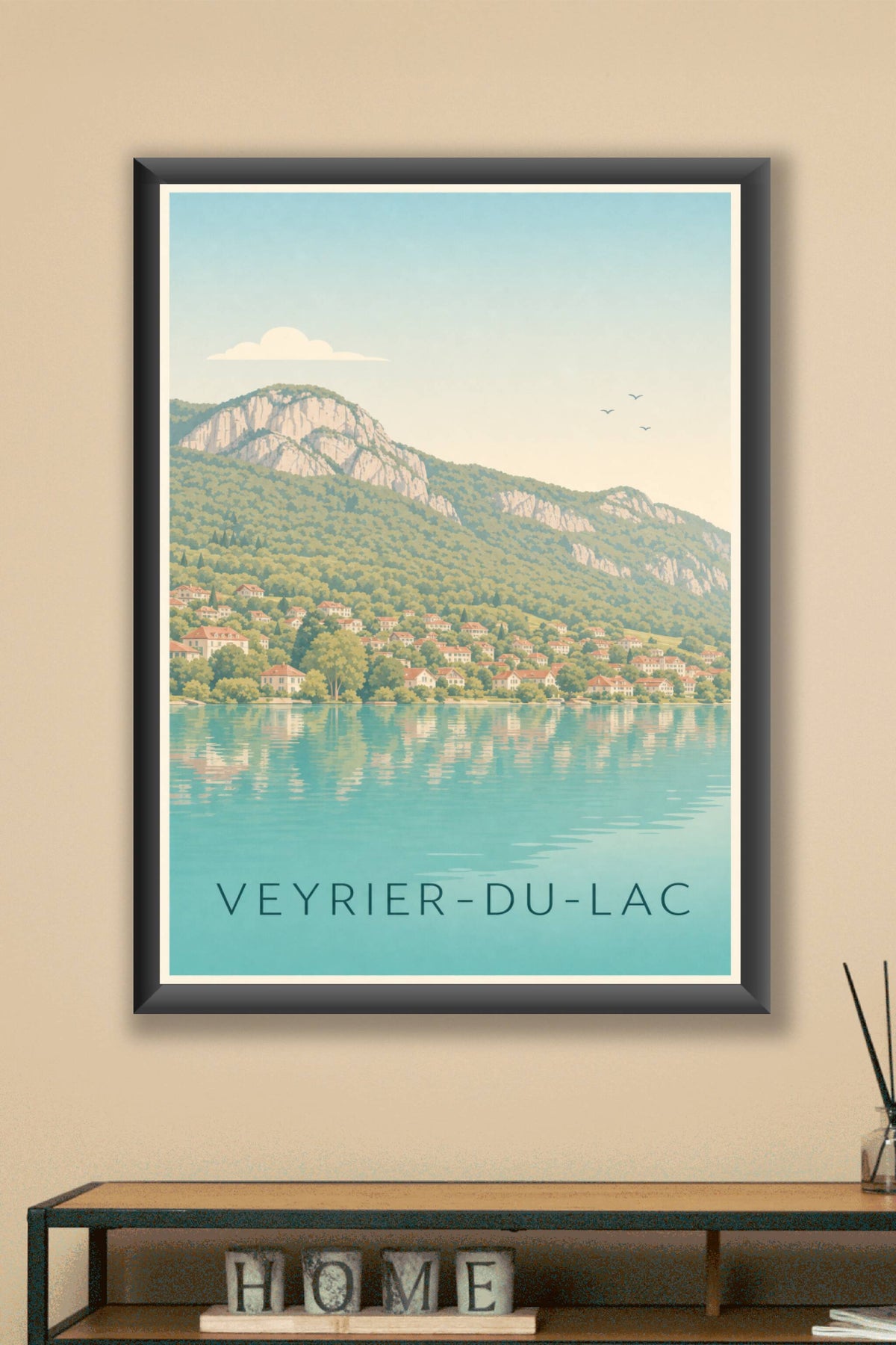 Affiche de Veyrier-du-Lac, poster montagnes et lac