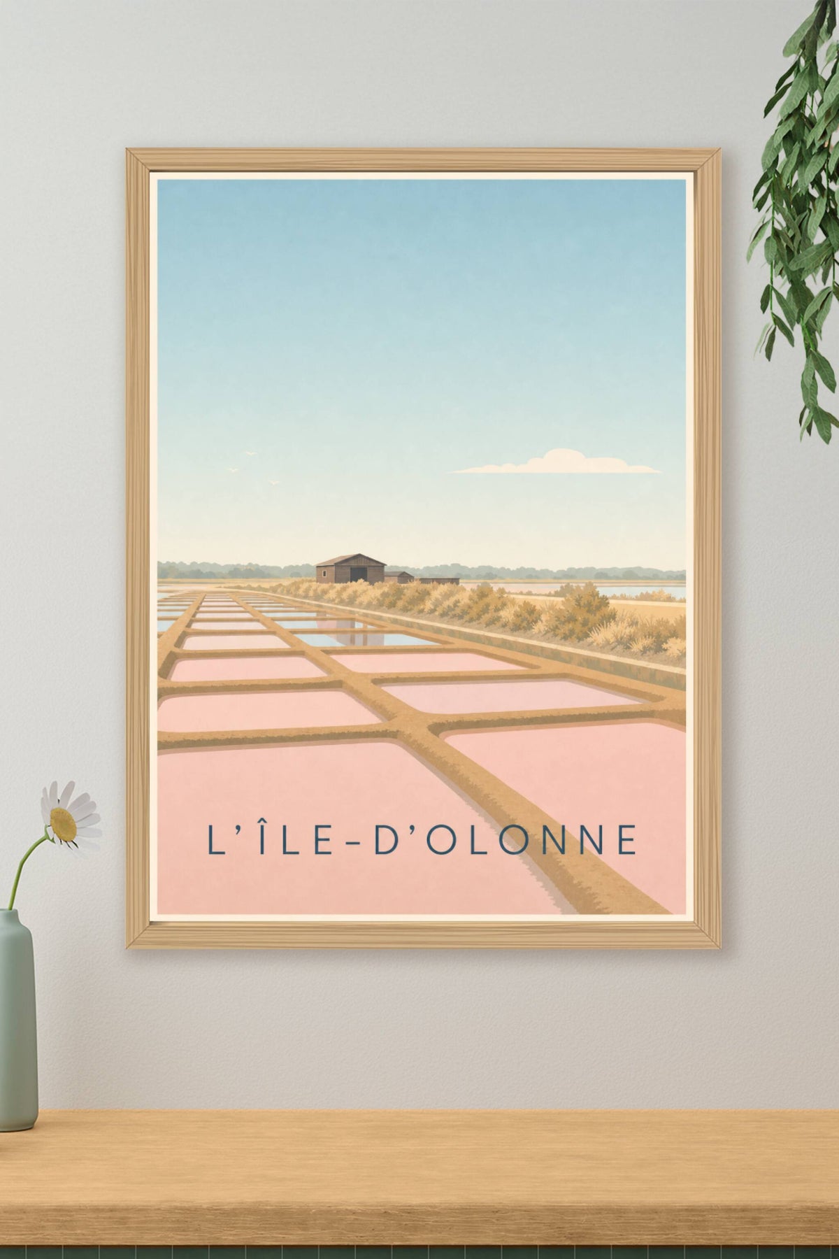 Affiche de l'Île-d'Olonne, poster marais salants roses