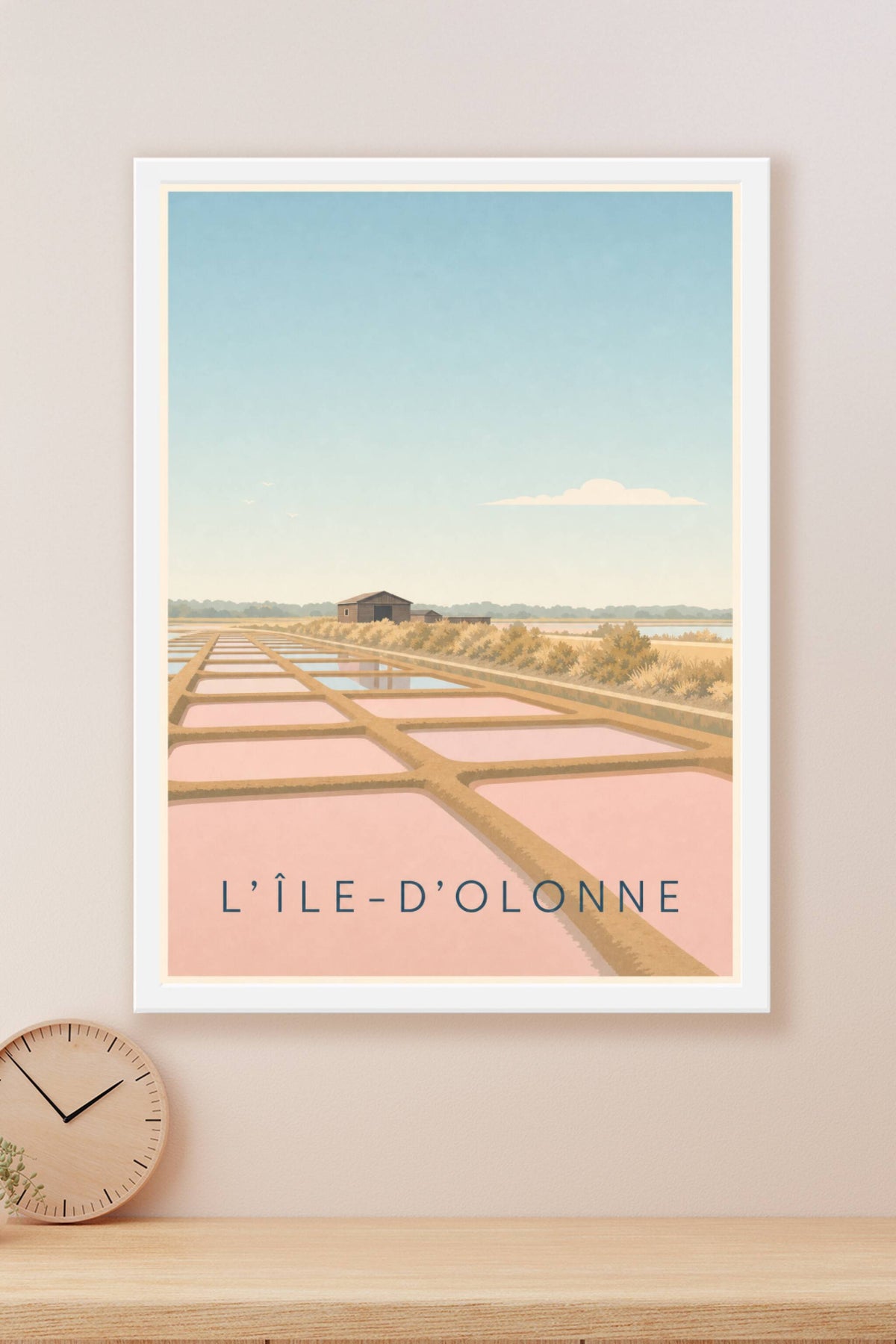 Affiche de l'Île-d'Olonne, poster marais salants roses