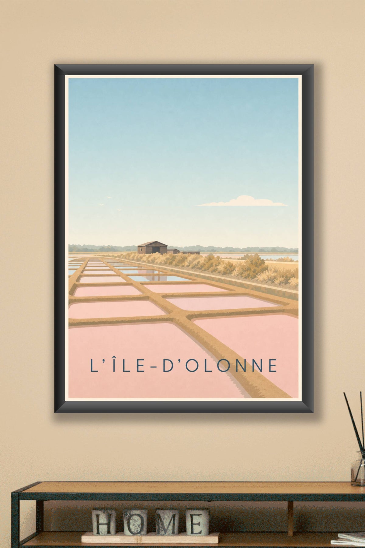 Affiche de l'Île-d'Olonne, poster marais salants roses
