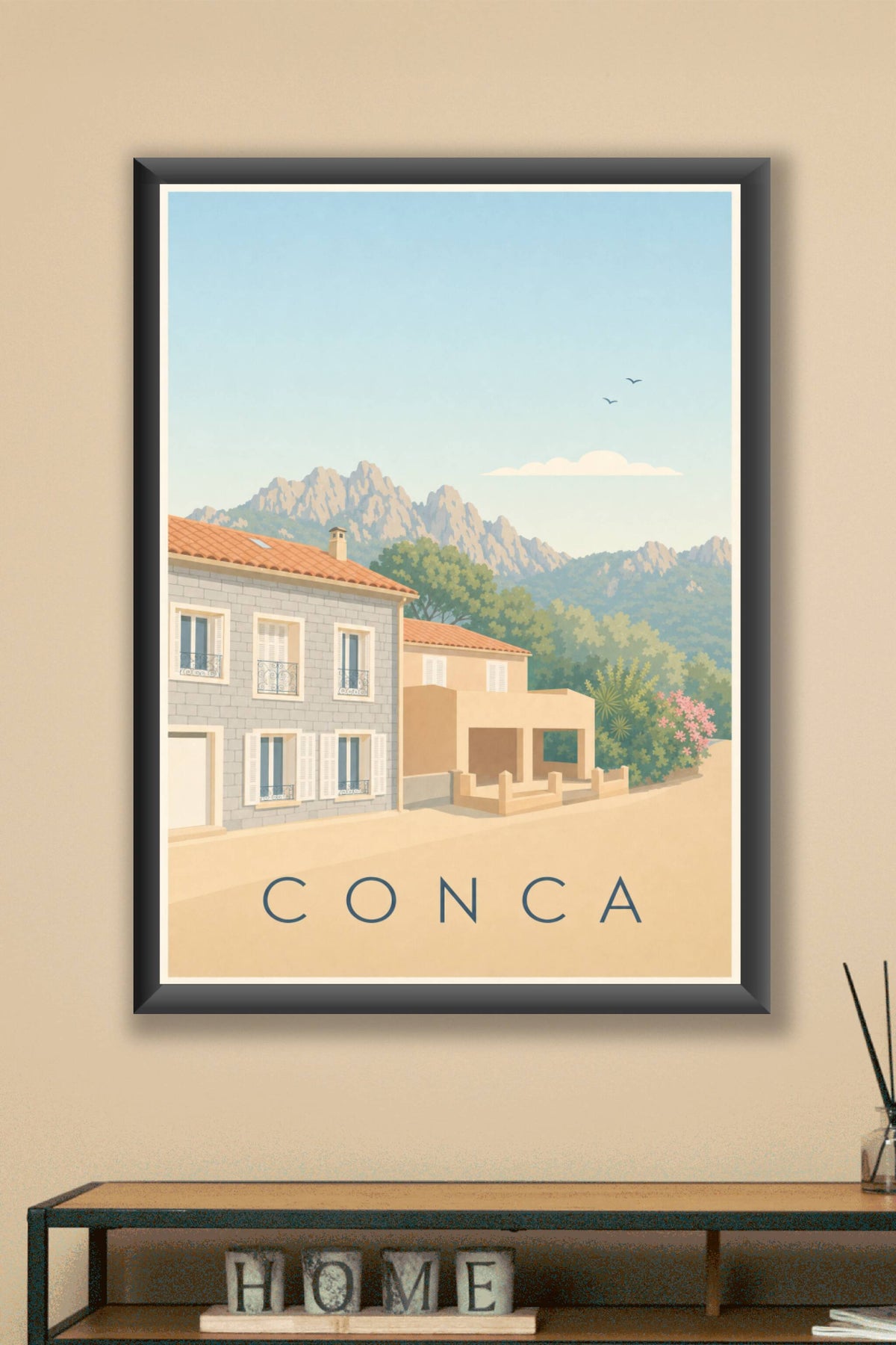 Affiche de Conca, poster village de Corse