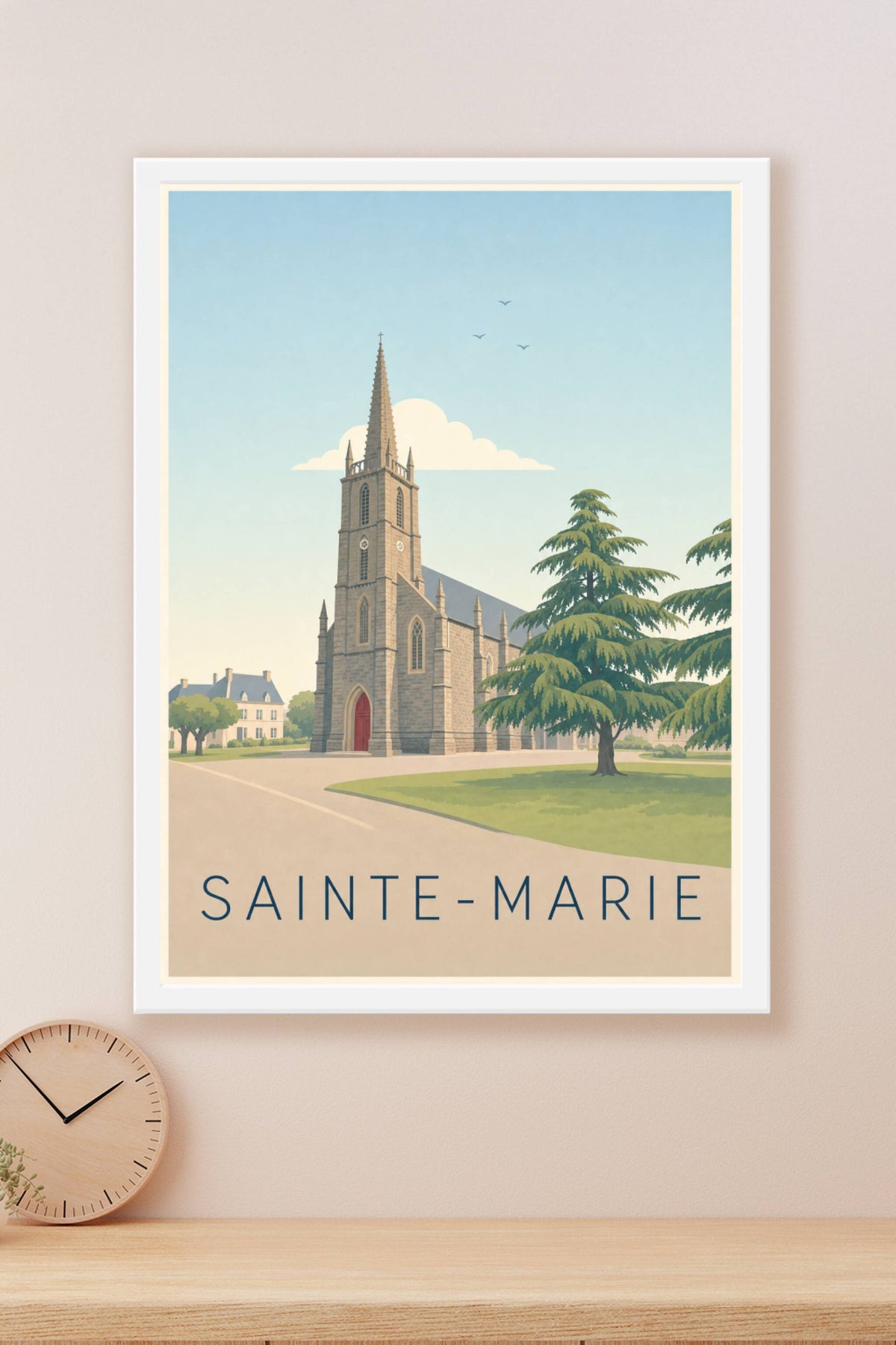 Affiche de Sainte-Marie, poster église en pierre