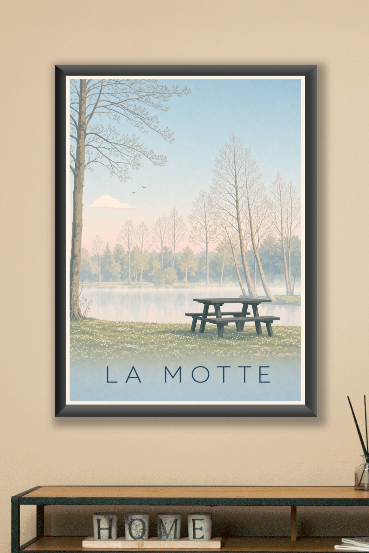 Affiche de La Motte, poster paysage lac et forêt