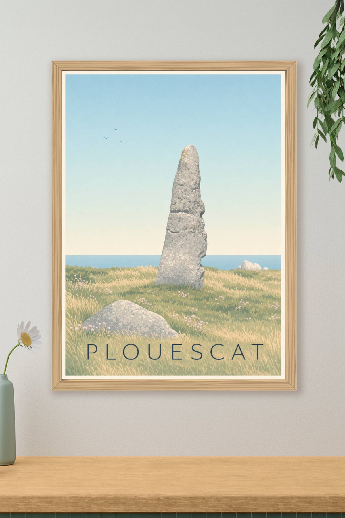 Affiche de Plouescat, poster du menhir de Cam Louis