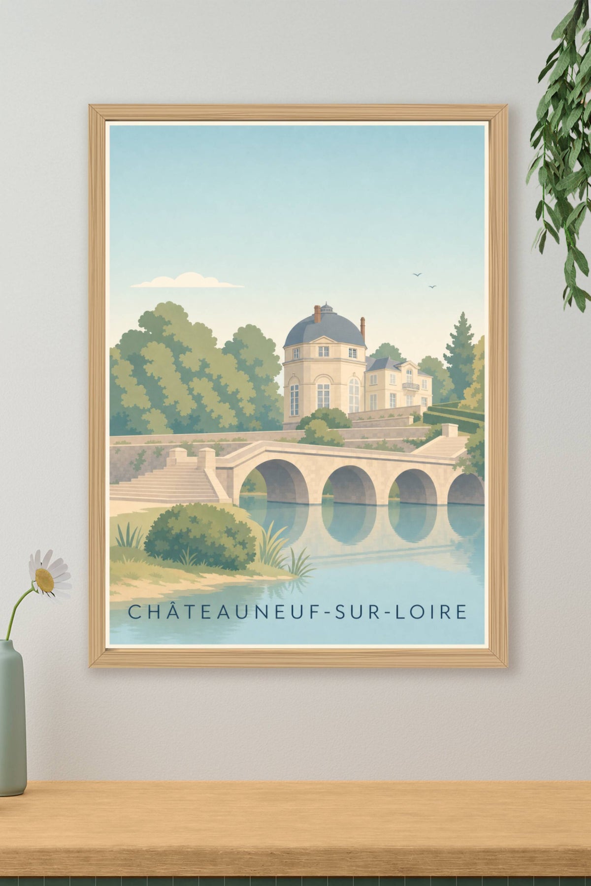 Poster de Châteauneuf-sur-Loire, affiche pont en pierre