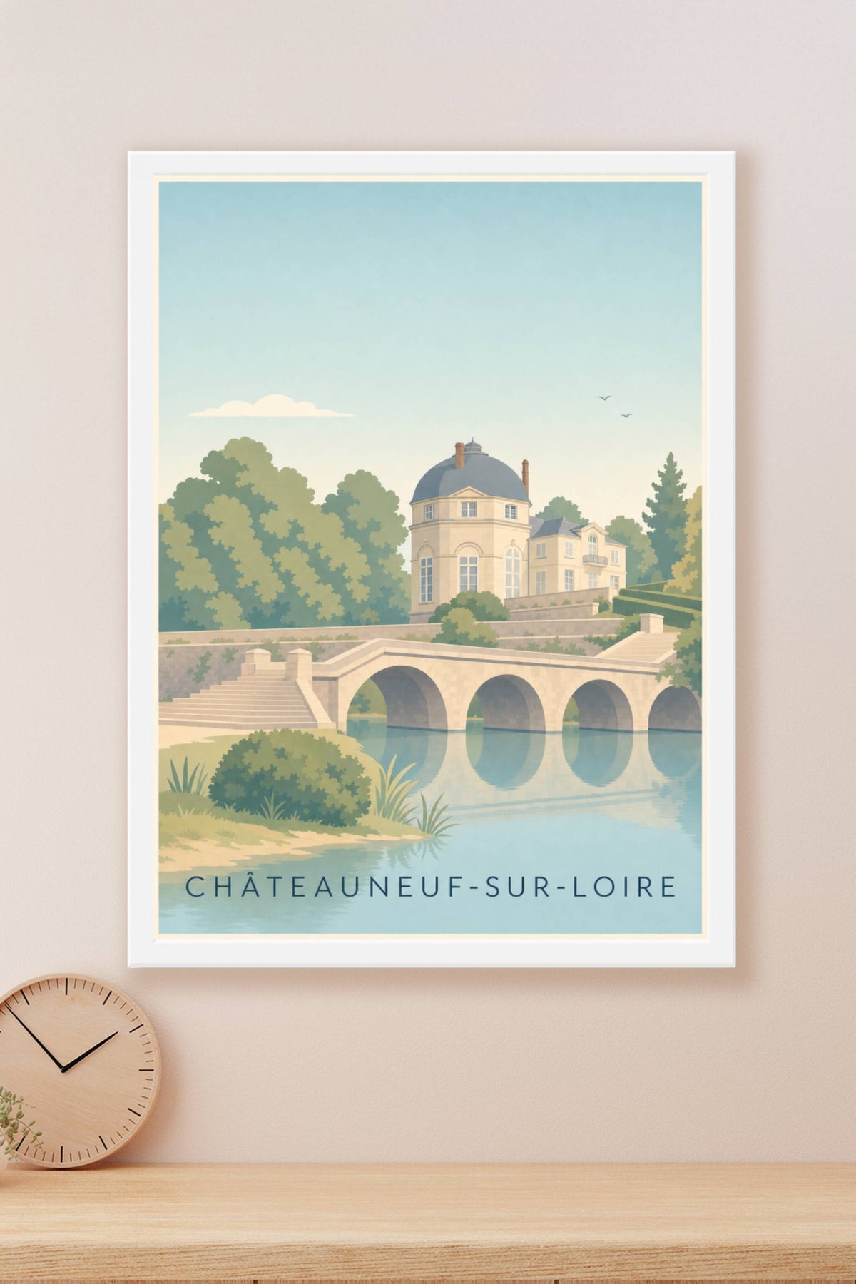 Poster de Châteauneuf-sur-Loire, affiche pont en pierre