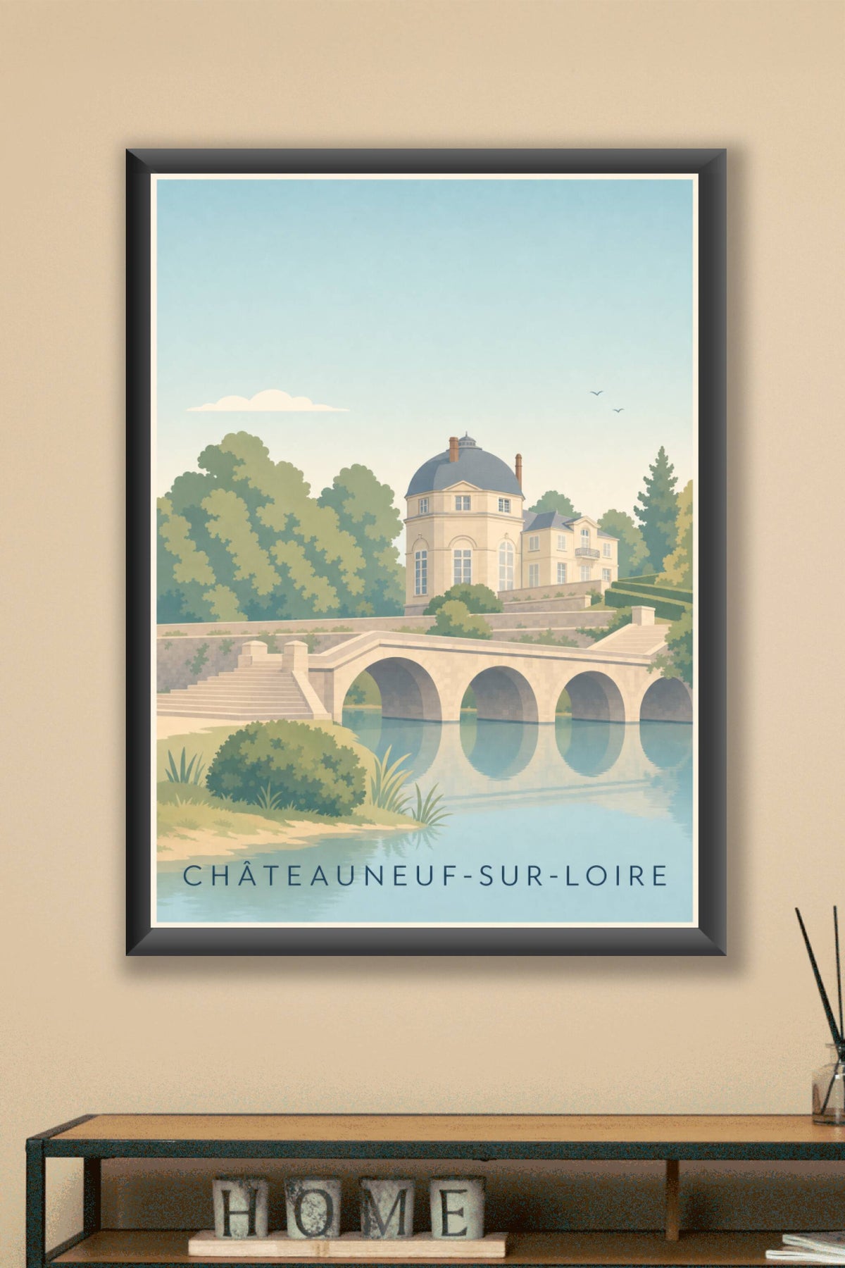 Poster de Châteauneuf-sur-Loire, affiche pont en pierre