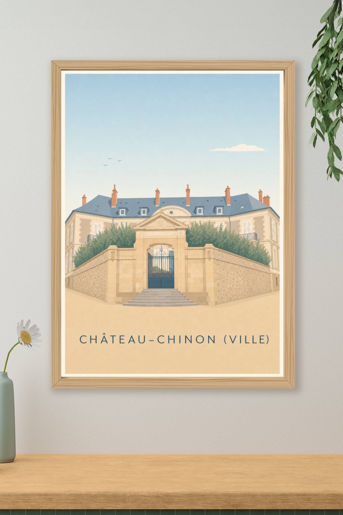 Affiche de Château-Chinon, poster porte en fer forgé