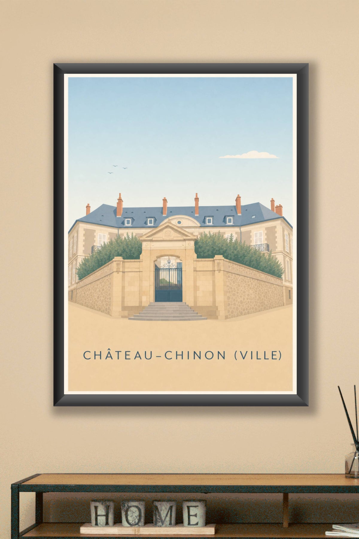 Affiche de Château-Chinon, poster porte en fer forgé