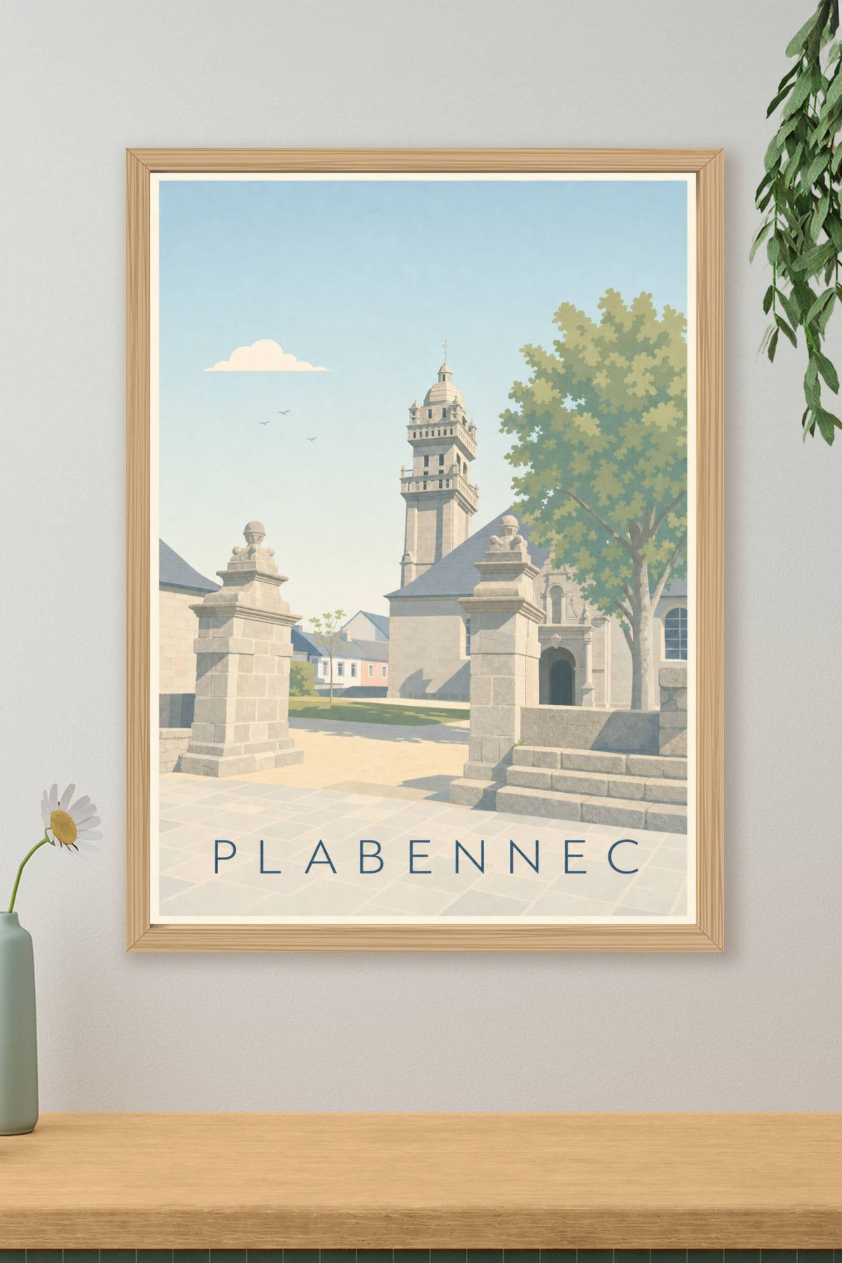 Affiche Plabennec, poster église et clocher