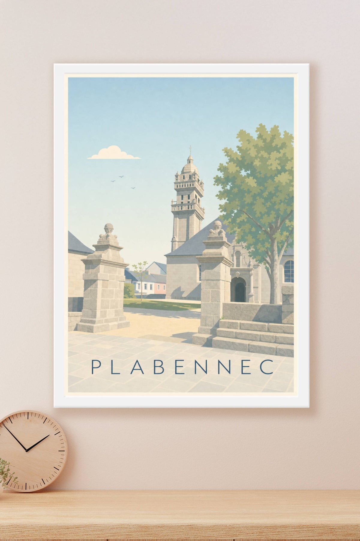 Affiche Plabennec, poster église et clocher