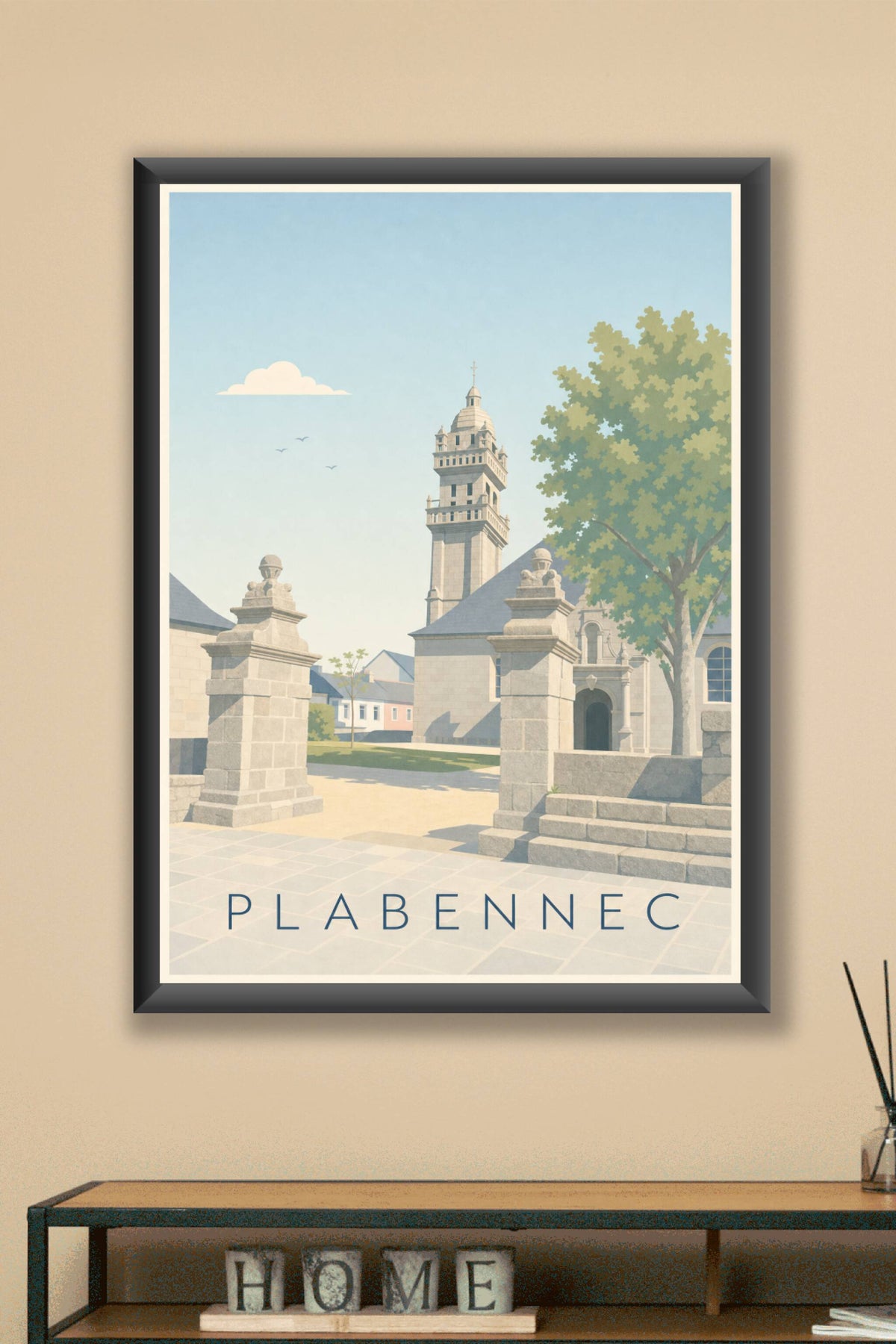 Affiche Plabennec, poster église et clocher