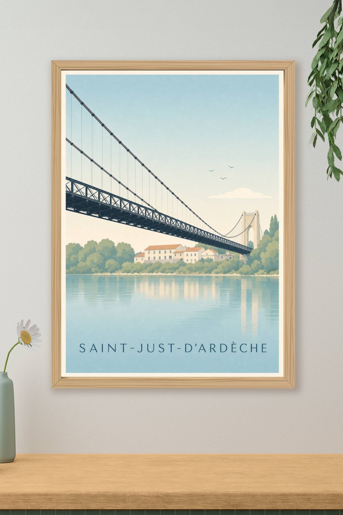 Affiche de Saint-Just-d'Ardèche, poster pont suspendu