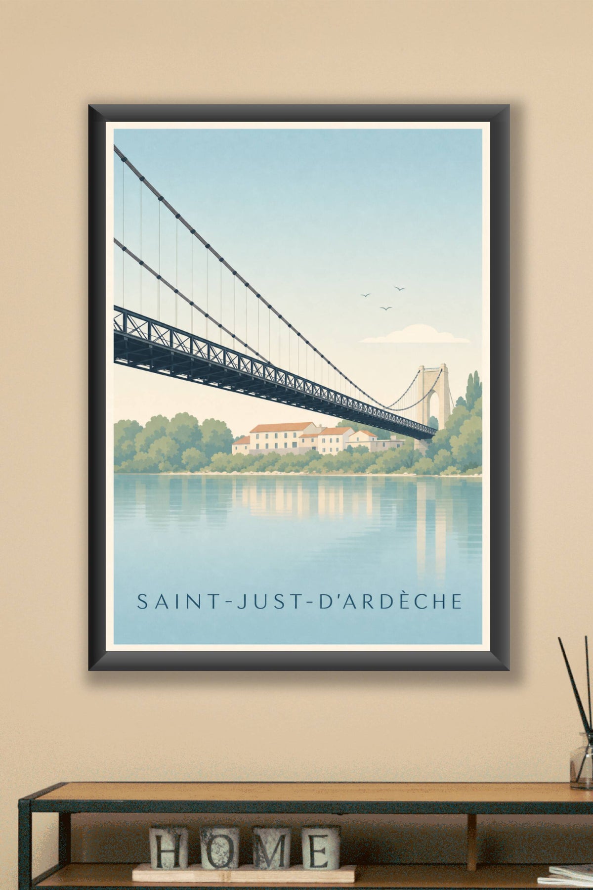 Affiche de Saint-Just-d'Ardèche, poster pont suspendu