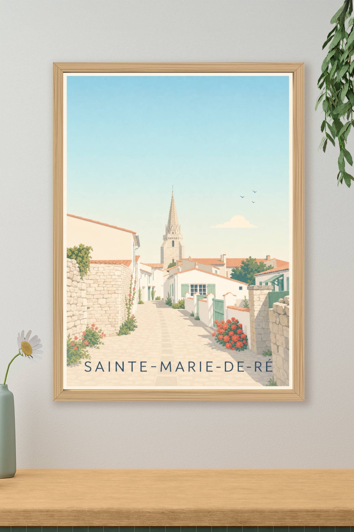 Affiche de Sainte-Marie-de-Ré, poster maisons blanches