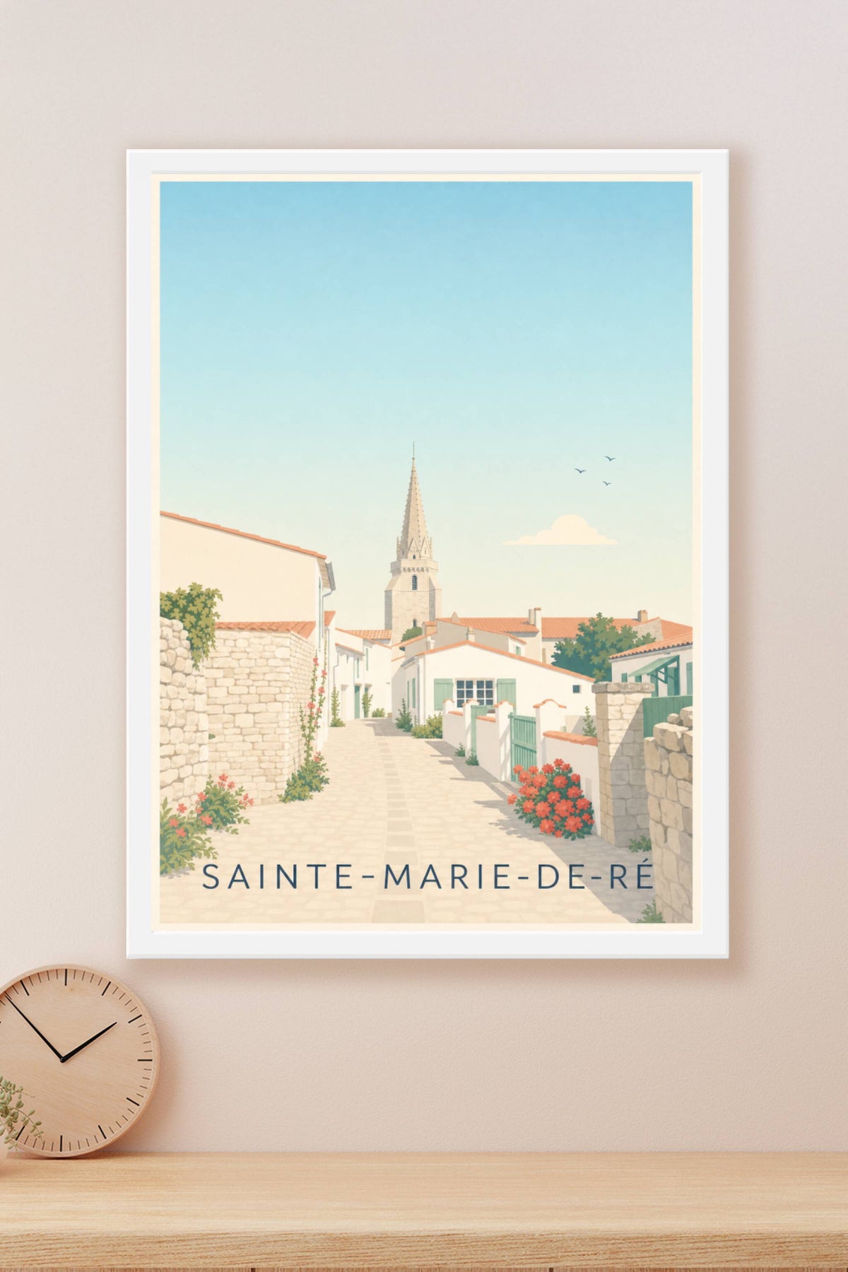 Affiche de Sainte-Marie-de-Ré, poster maisons blanches