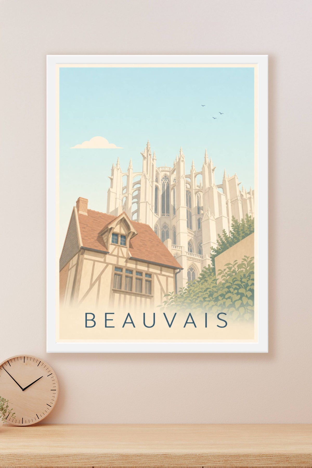 Affiche de Beauvais, poster cathédrale et colombages