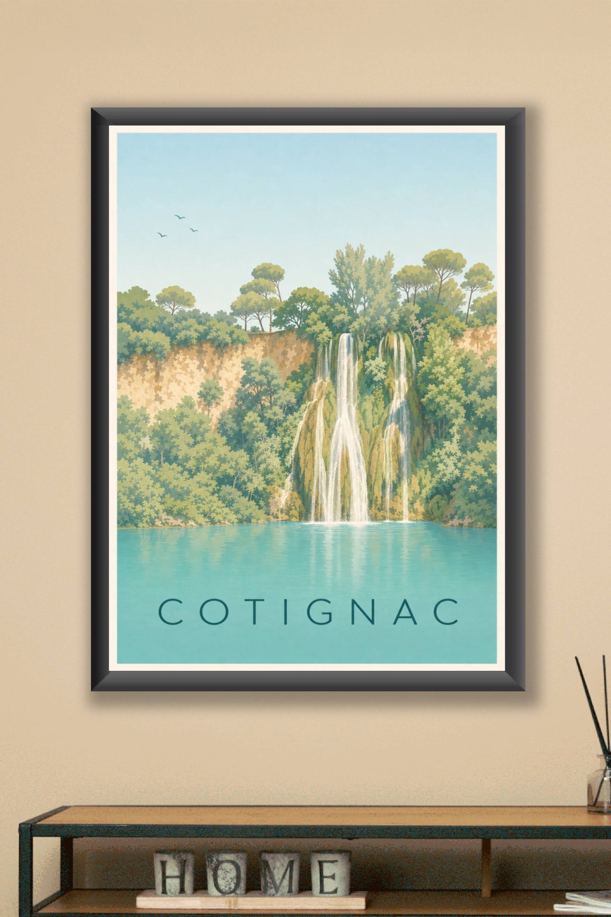 Affiche de Cotignac, poster cascade du Var