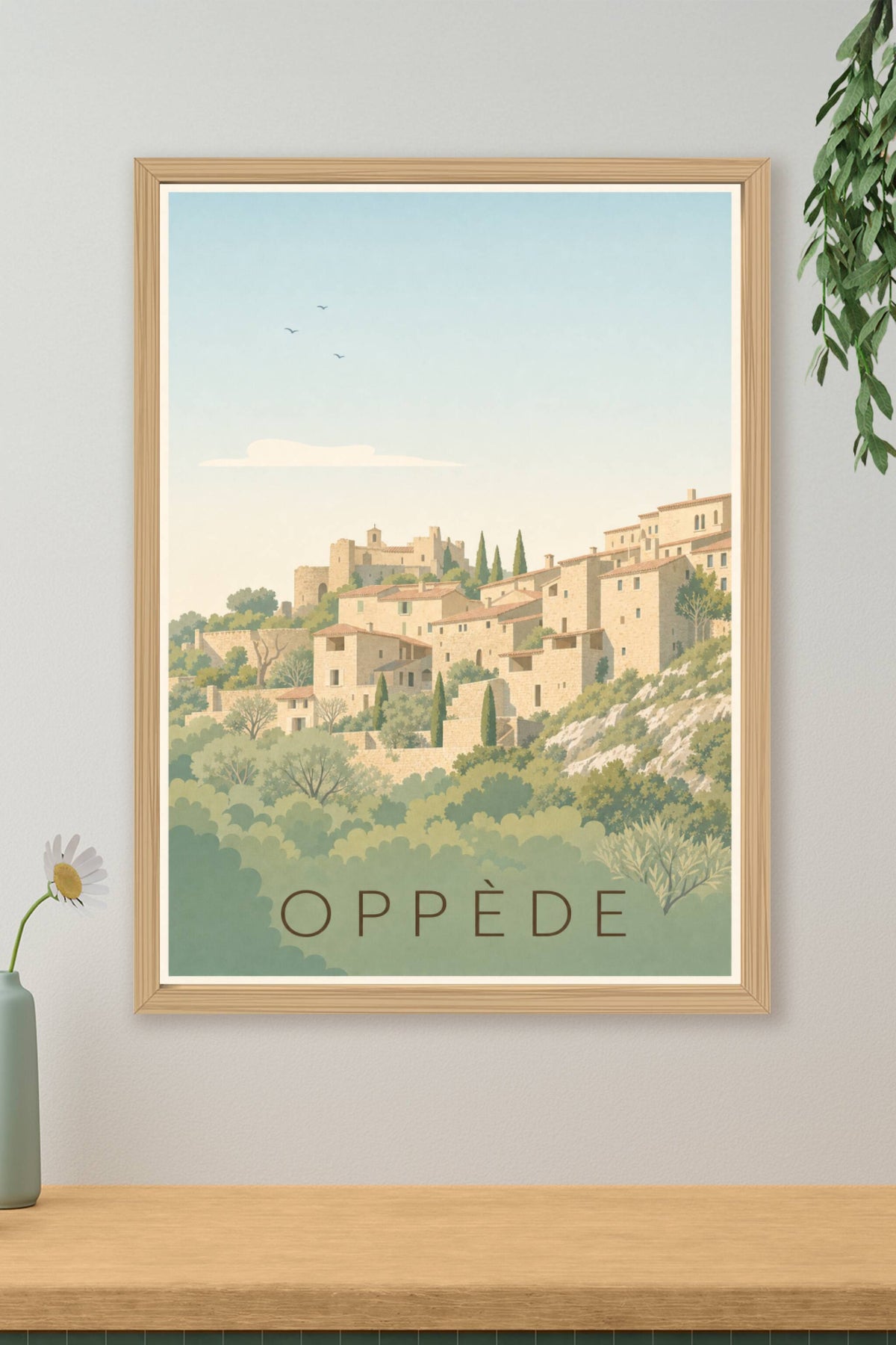 Affiche d'Oppède, poster village de Provence