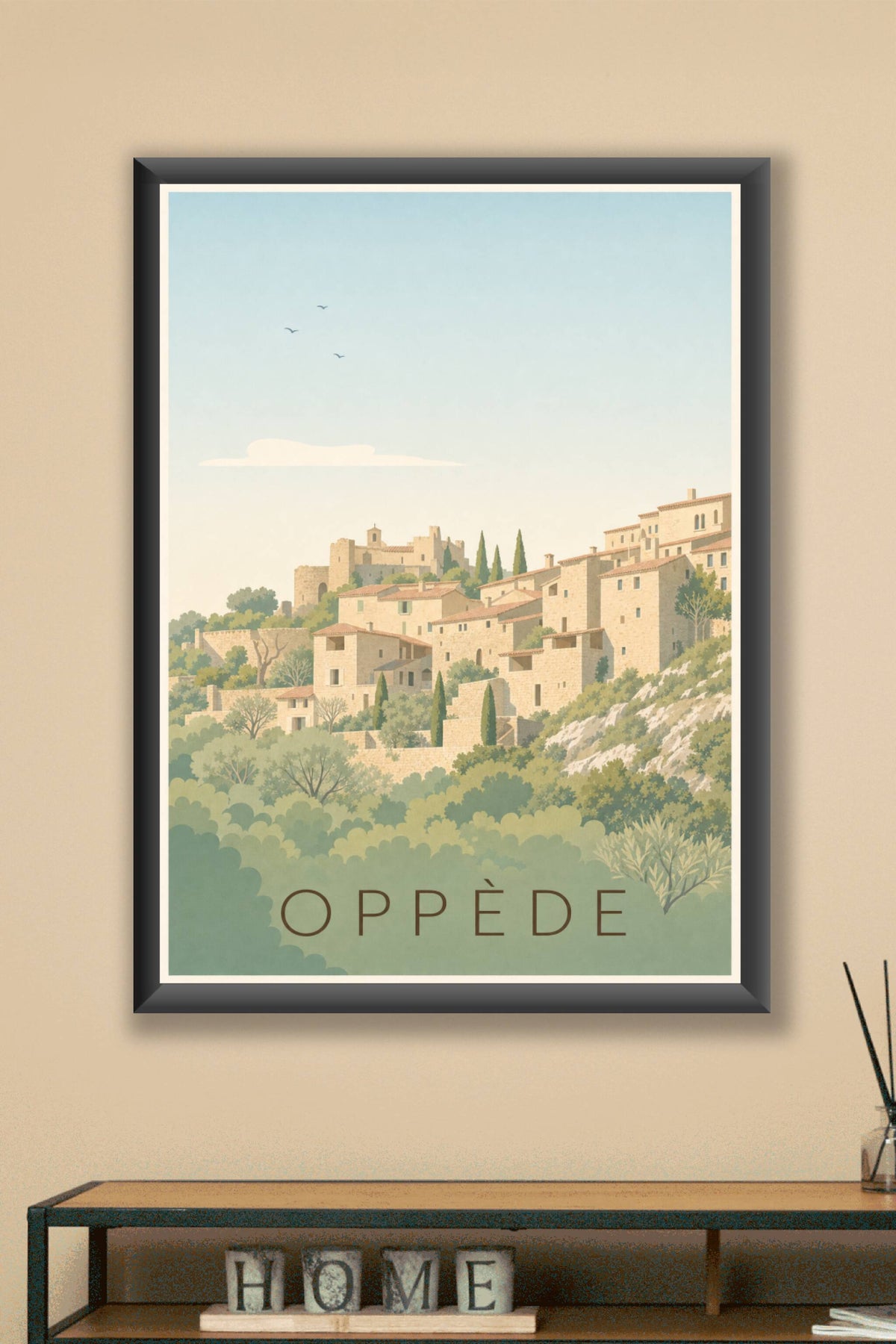 Affiche d'Oppède, poster village de Provence