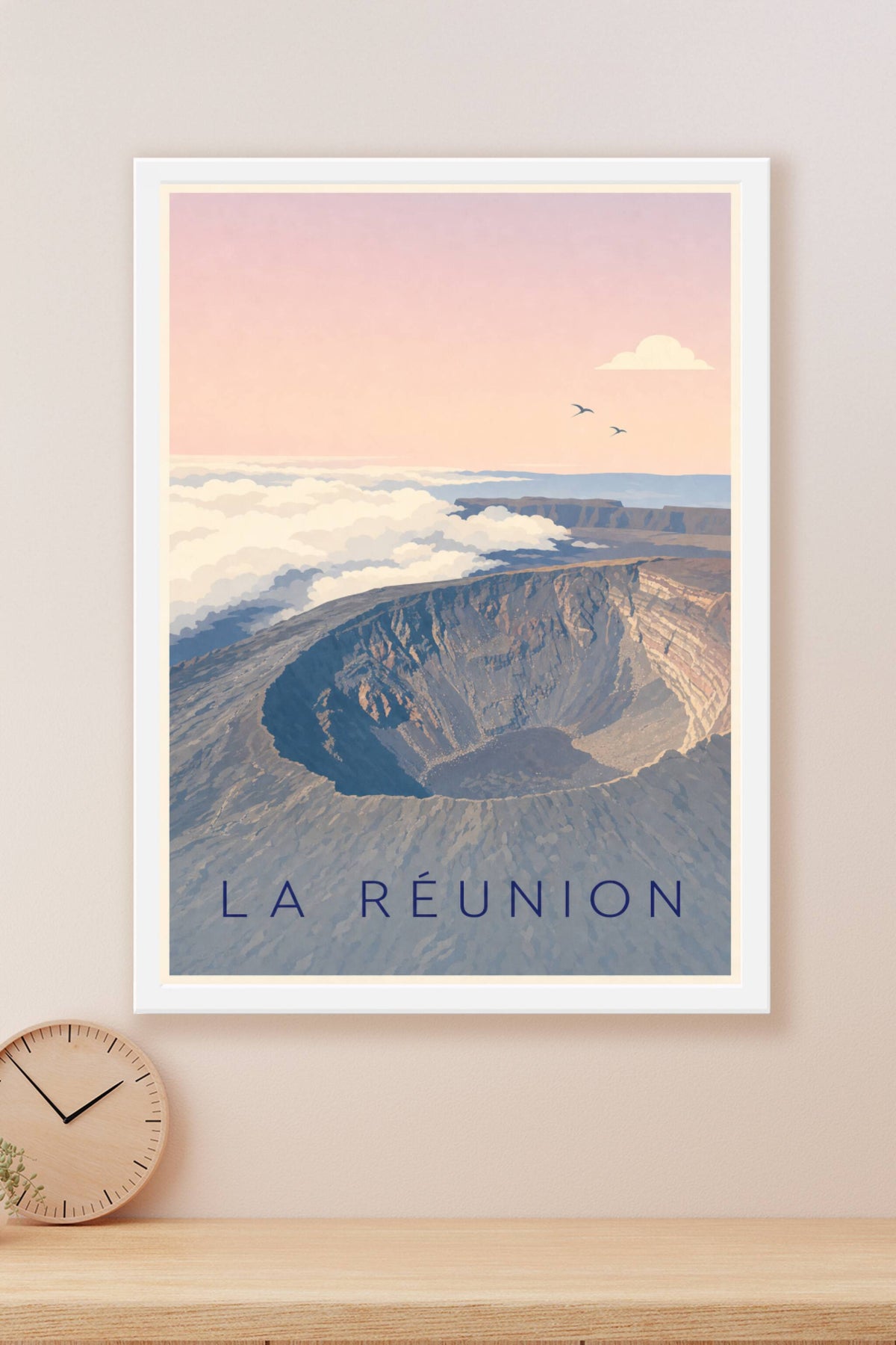 Affiche de La Réunion, poster volcan calme