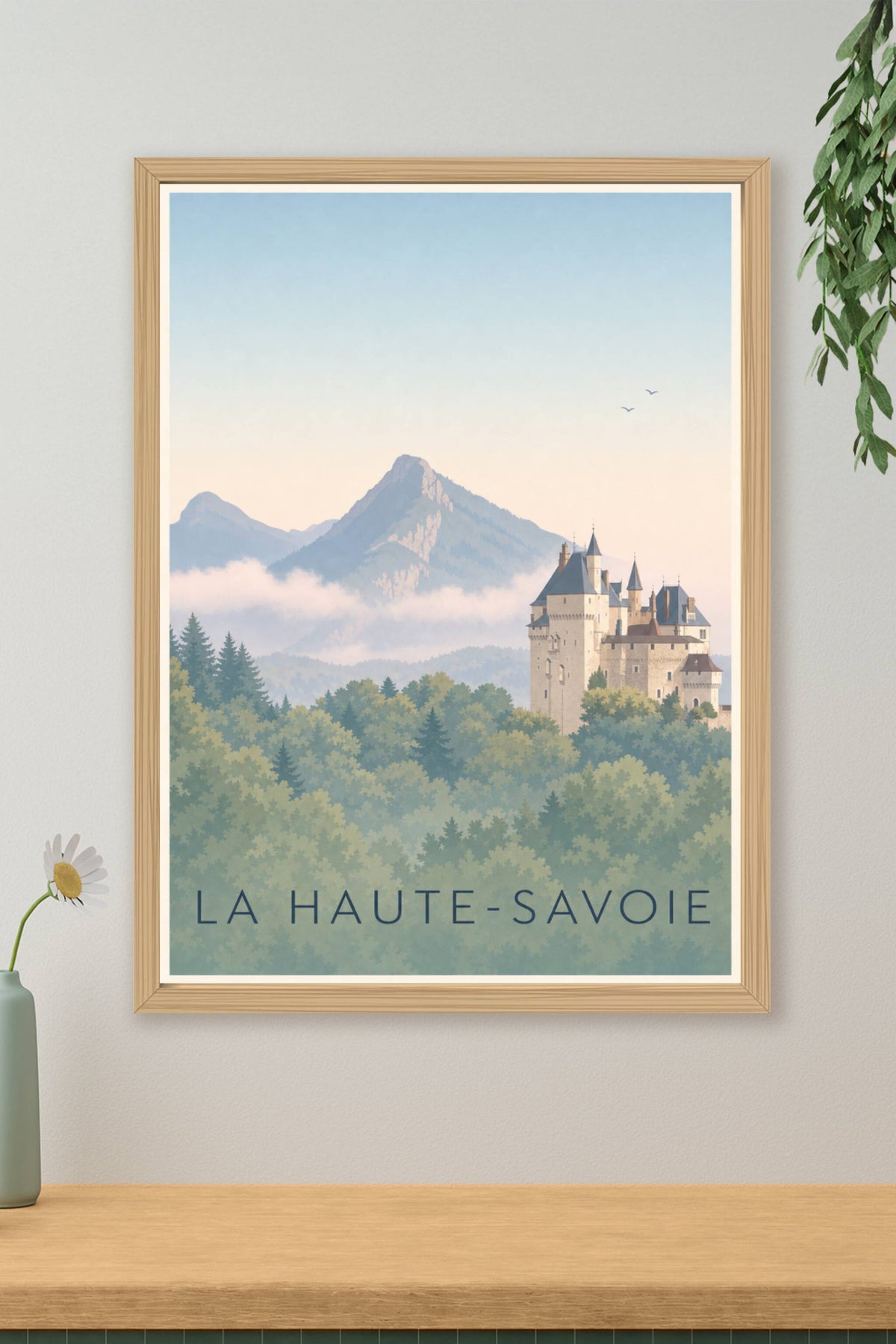 Affiche de la Haute-Savoie, poster château et monts