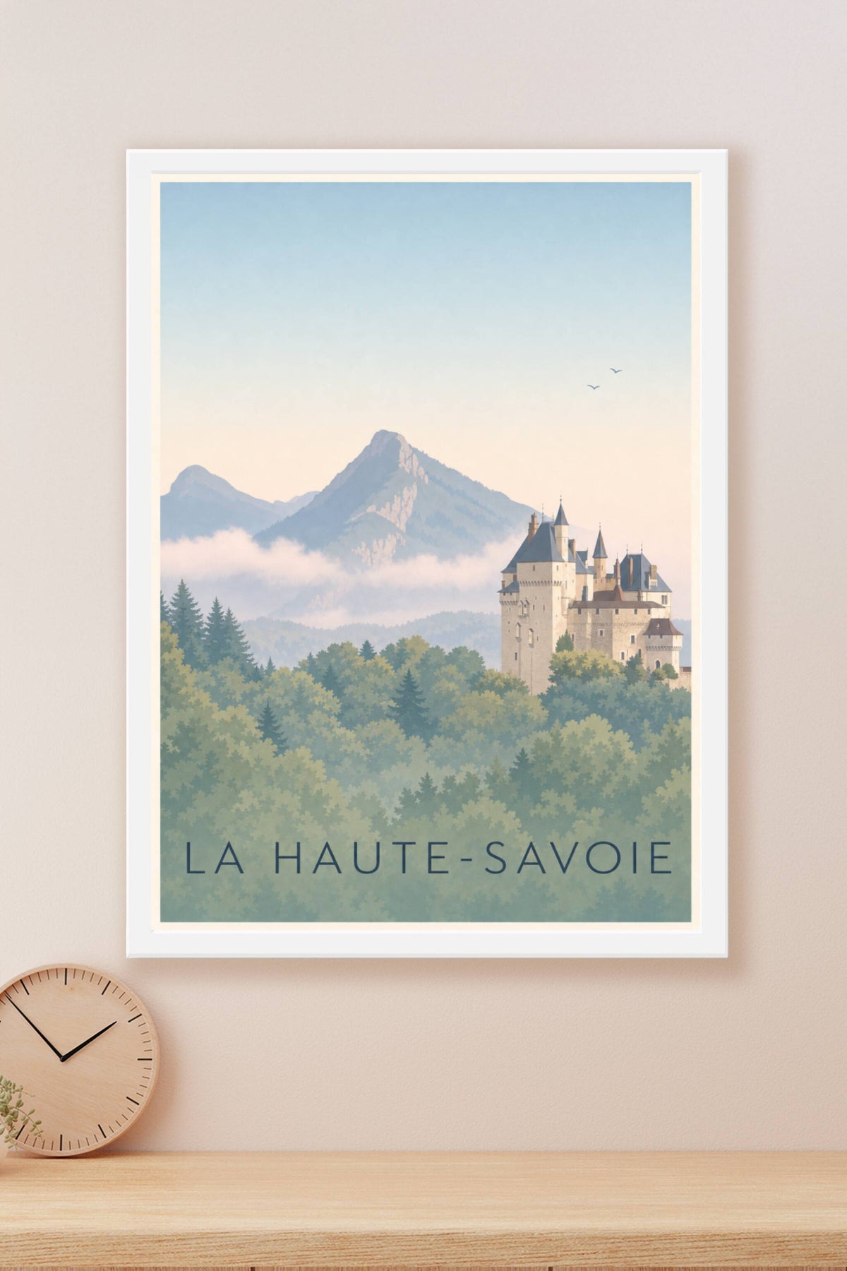 Affiche de la Haute-Savoie, poster château et monts