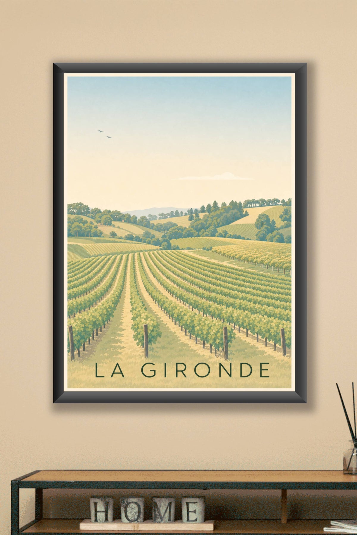 Affiche de la Gironde, poster village médiéval