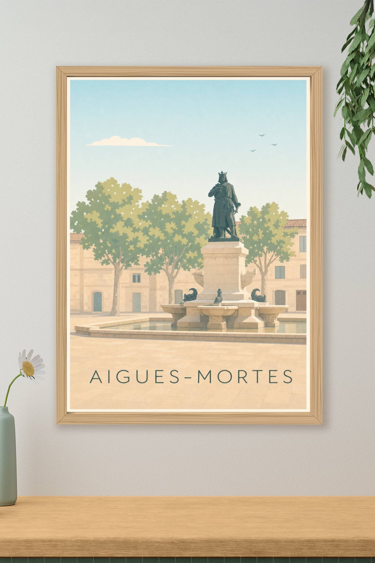 Affiche d'Aigues-Mortes, poster statue Saint Louis