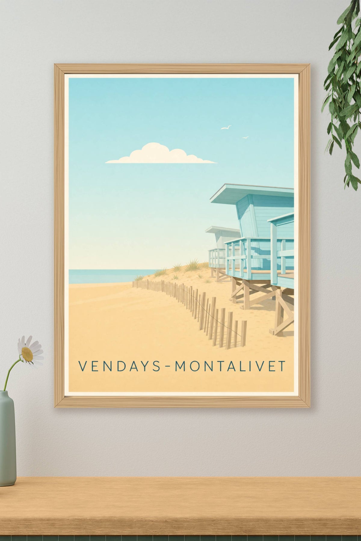 Affiche de Vendays-Montalivet, cabanes bleues