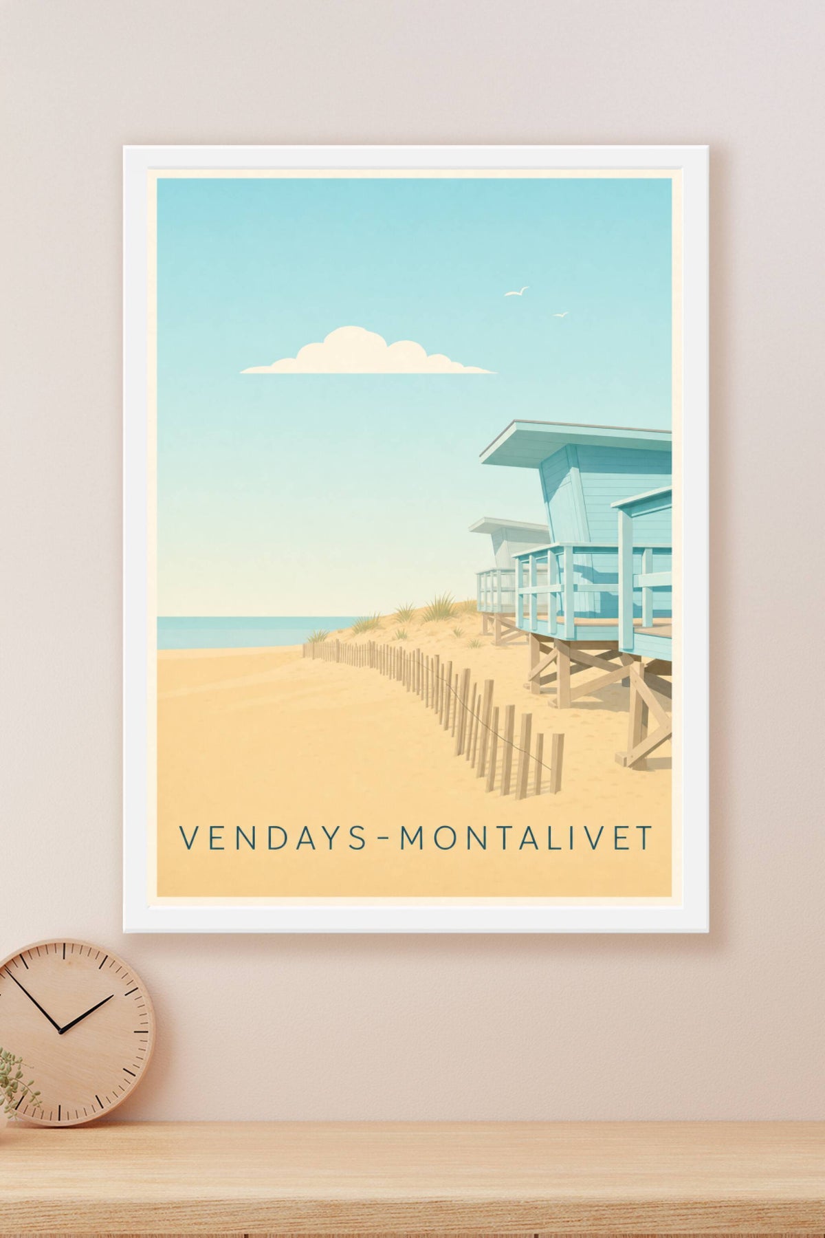 Affiche de Vendays-Montalivet, cabanes bleues