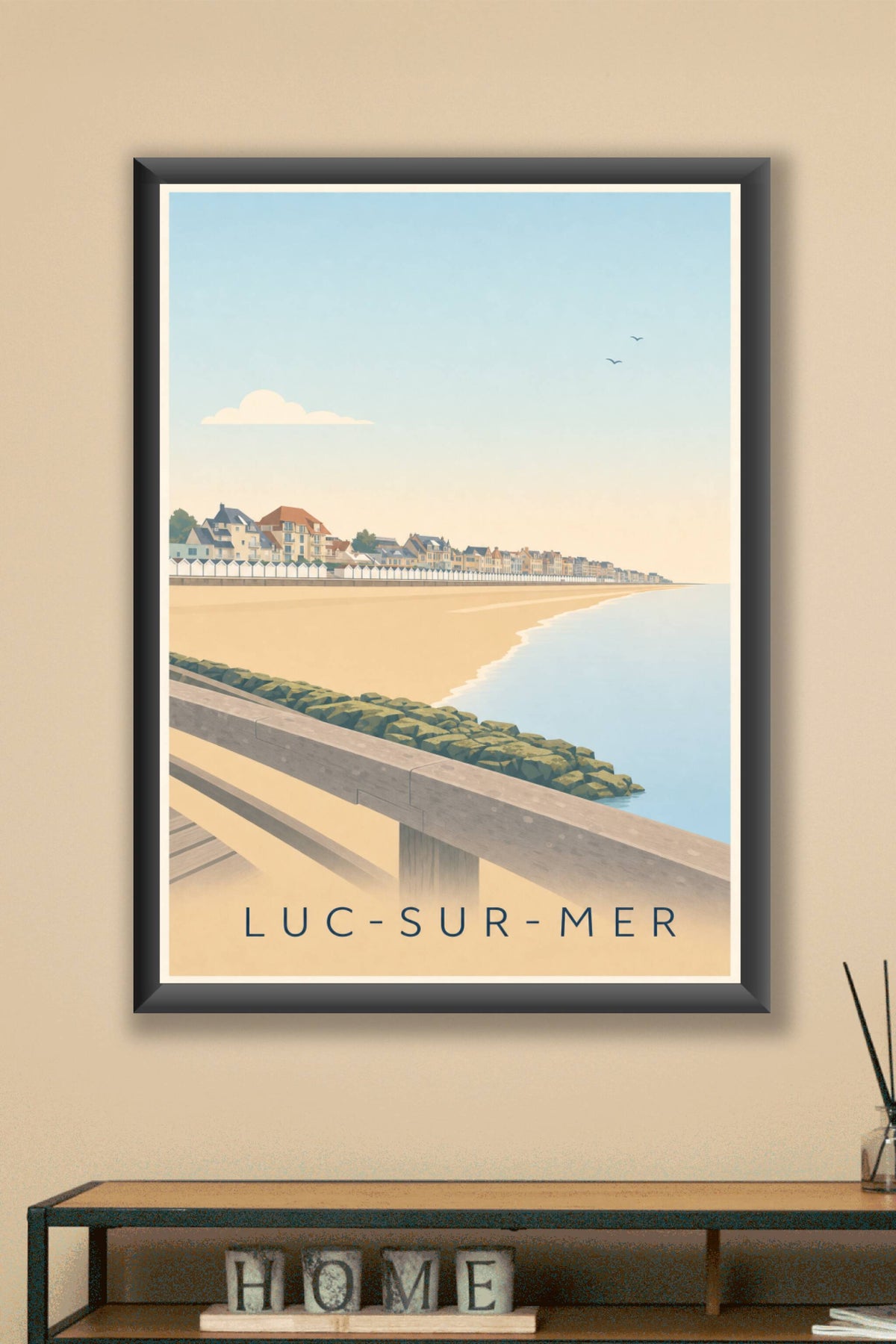 Affiche de Luc-sur-Mer, poster cabines de plage