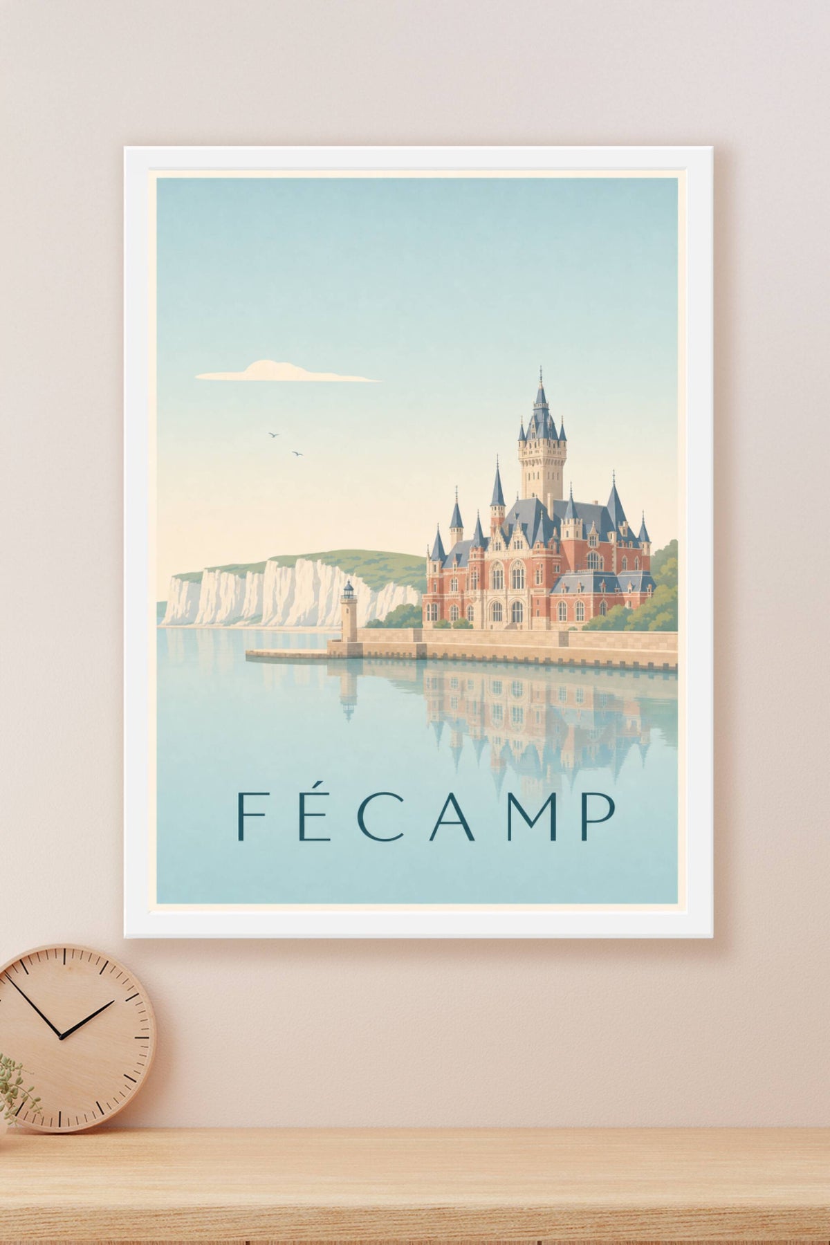 Affiche de Fécamp, poster port et falaises