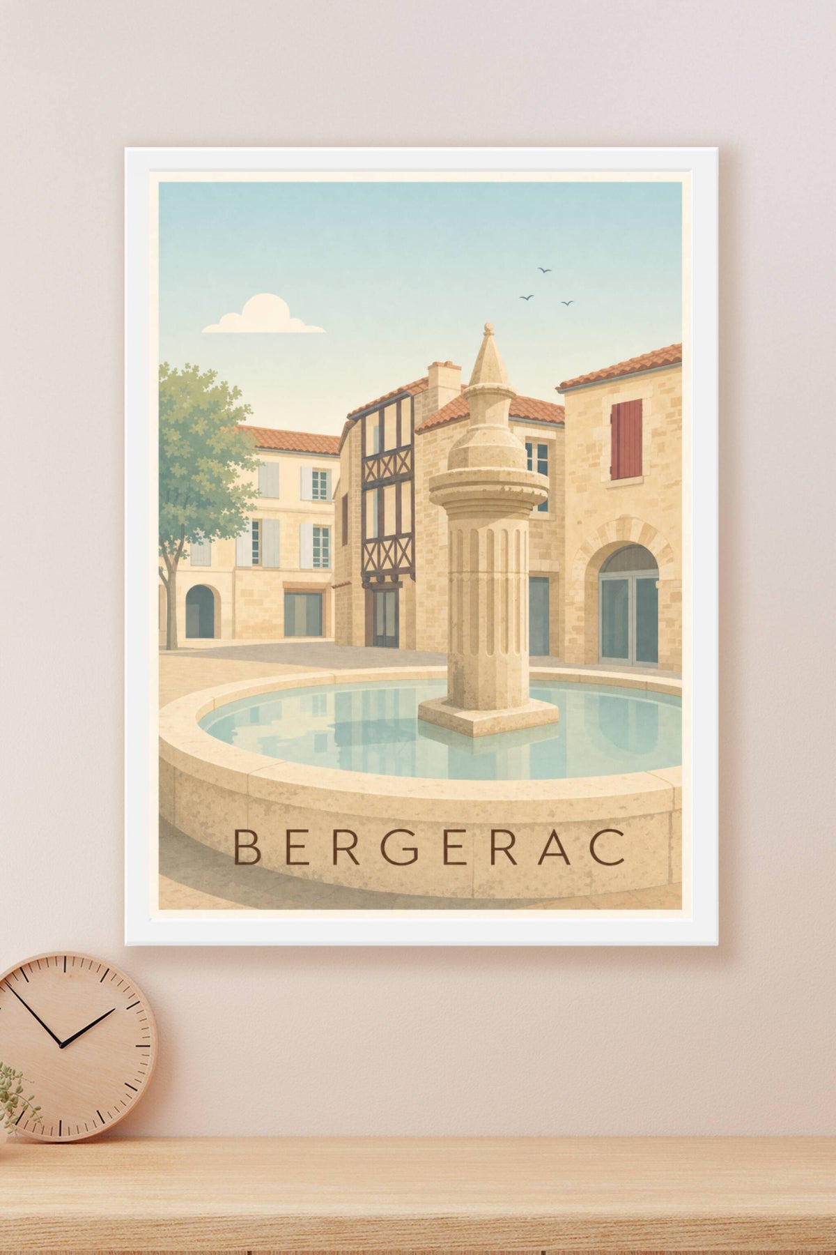 Poster de Bergerac, affiche maisons à colombages