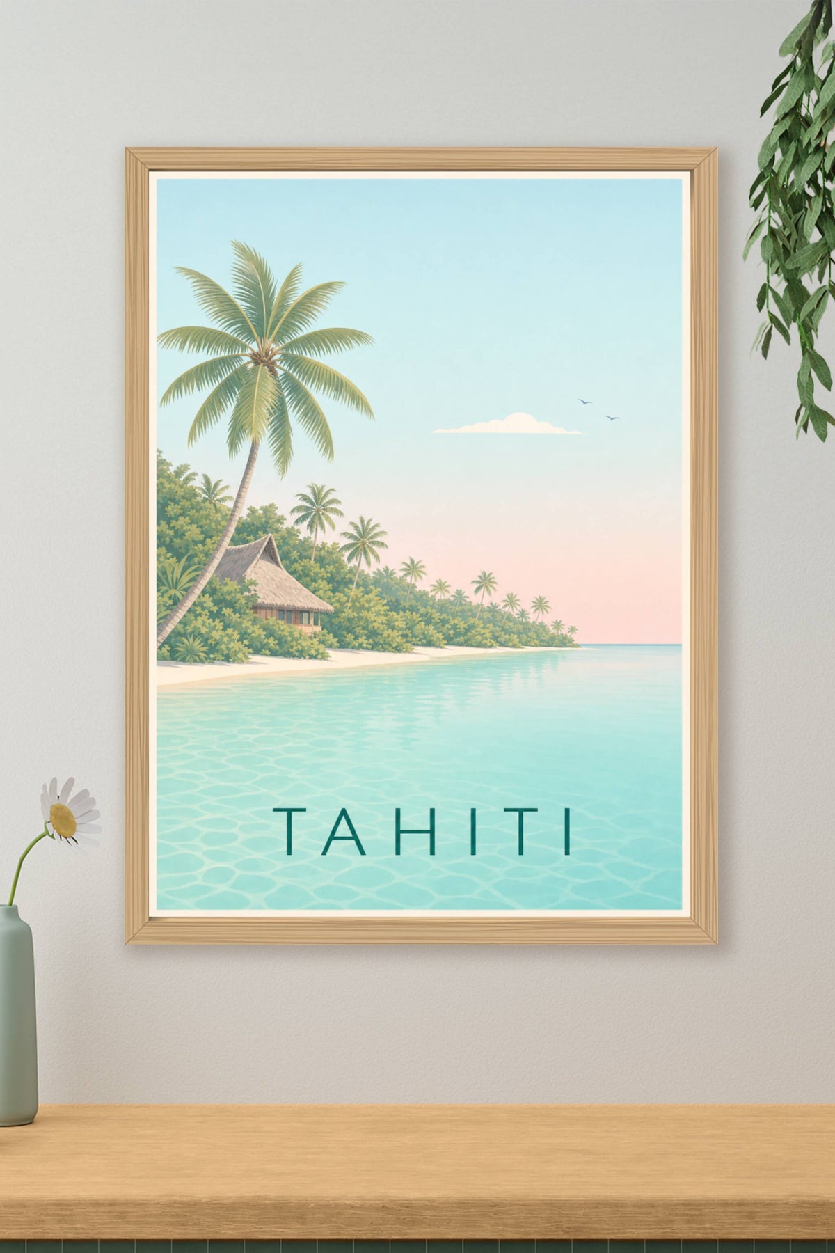 Affiche de Tahiti, poster paysage de montagne