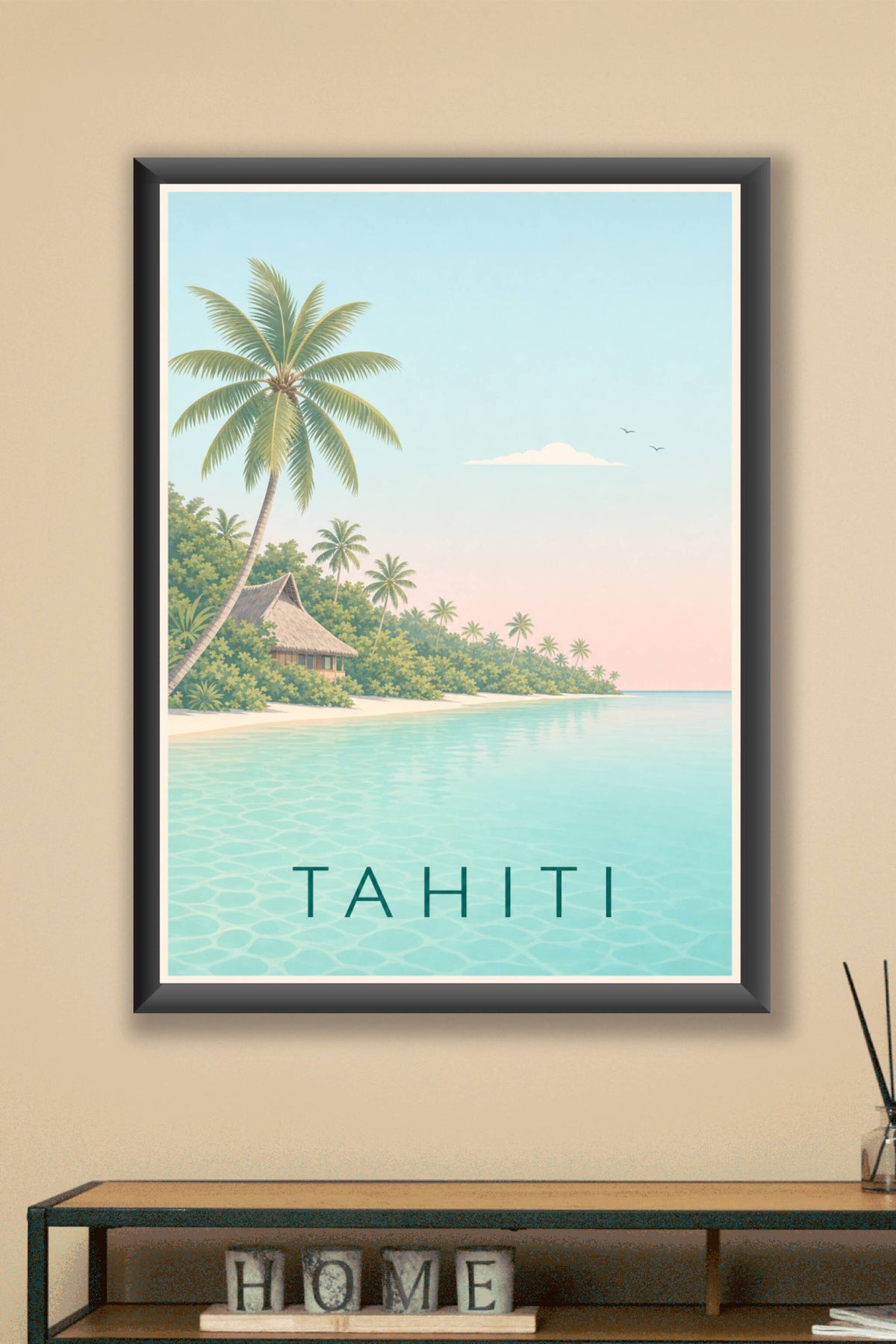 Affiche de Tahiti, poster paysage de montagne