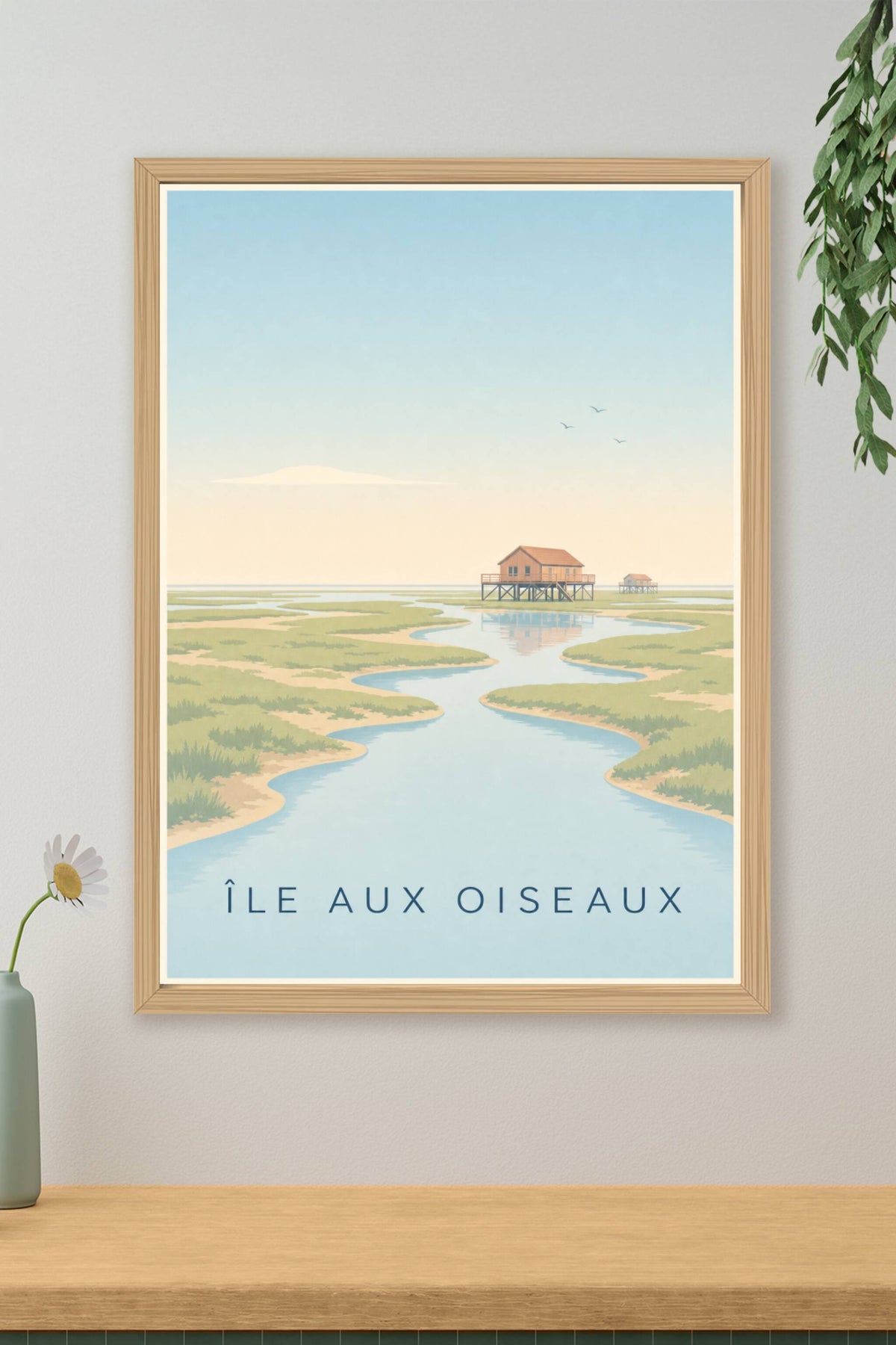Affiche de l'Île aux Oiseaux, poster cabane tchanquée